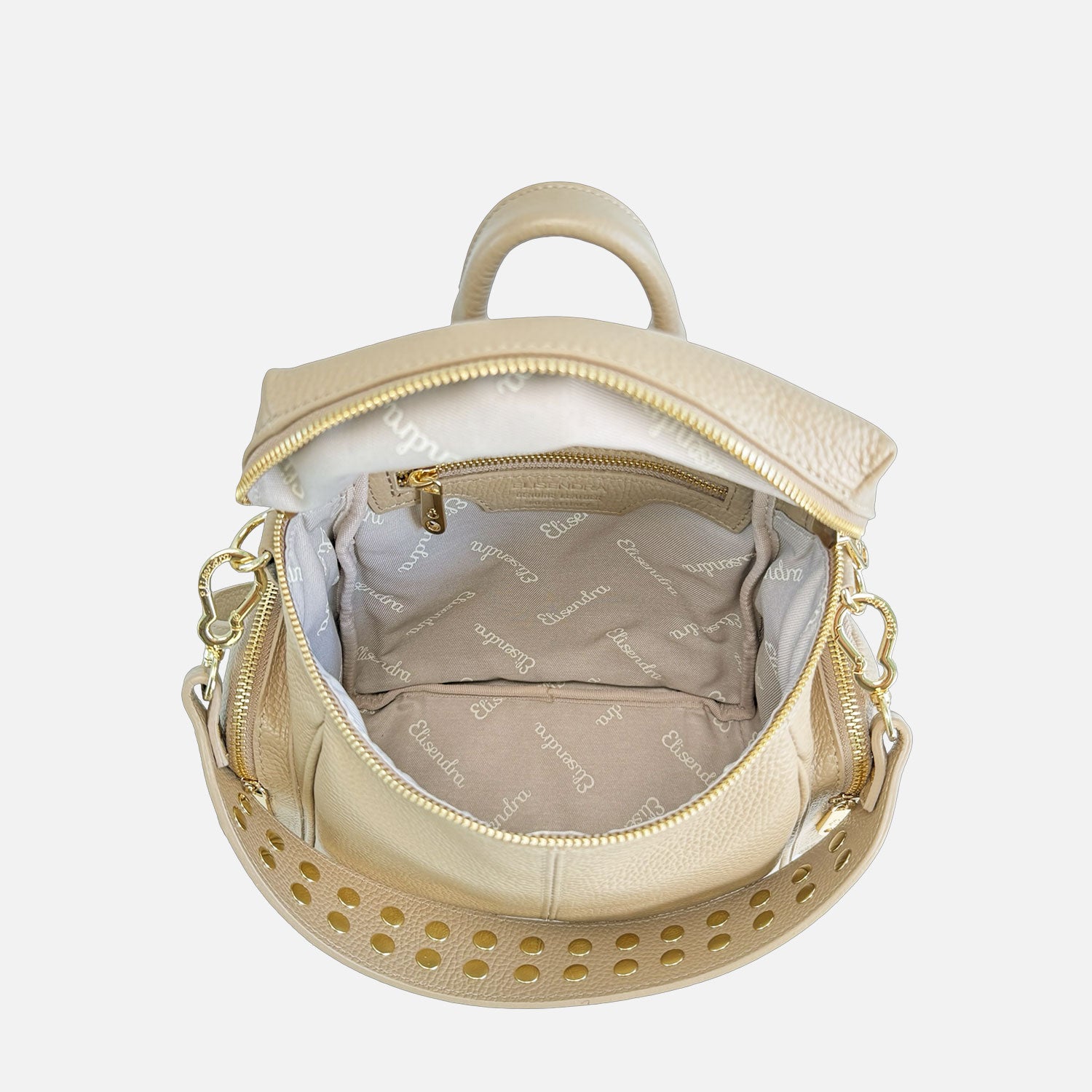 Zaino Saray Midi Moka Pelle Martellata Oro