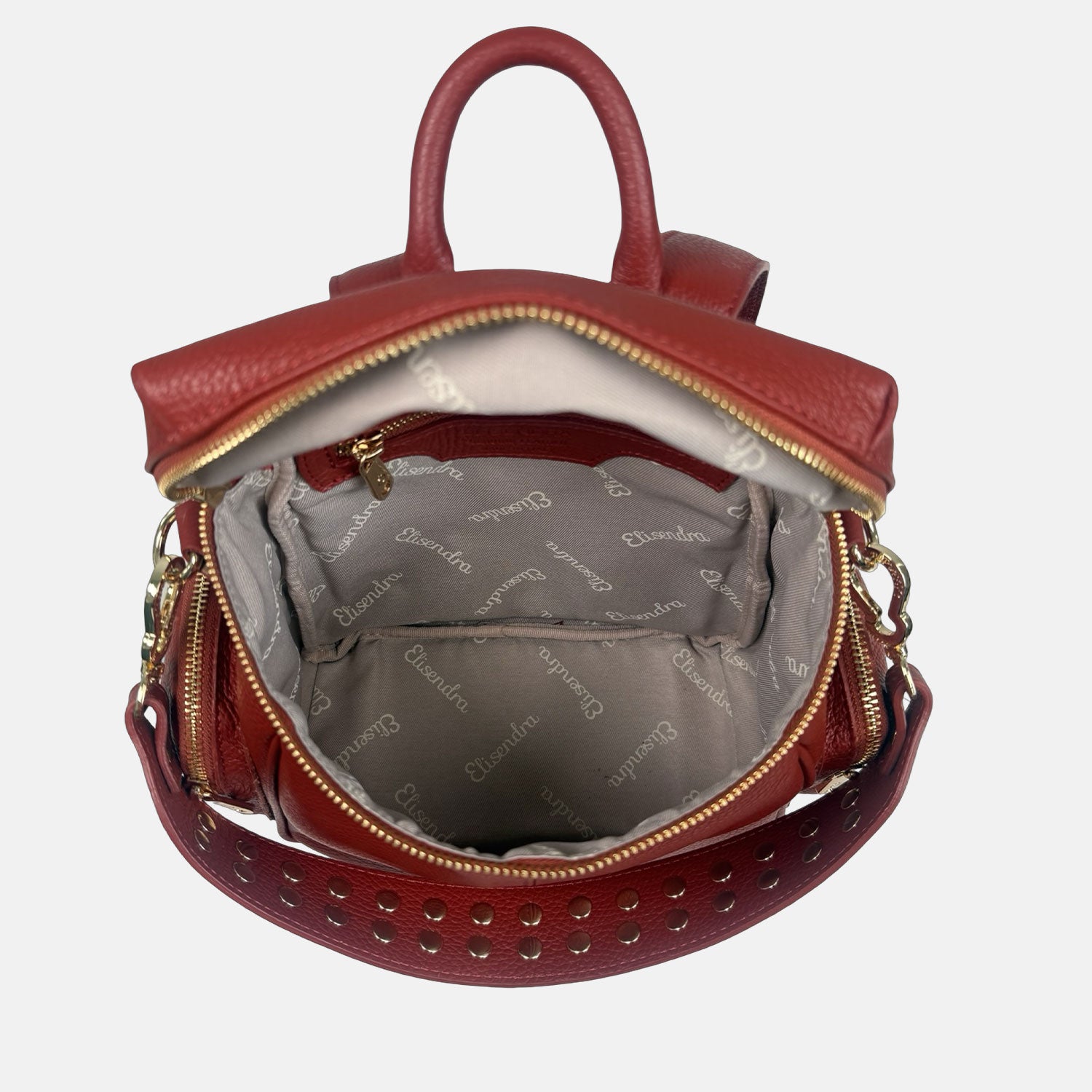 Zaino Saray Midi Mattone Pelle Martellata Dark