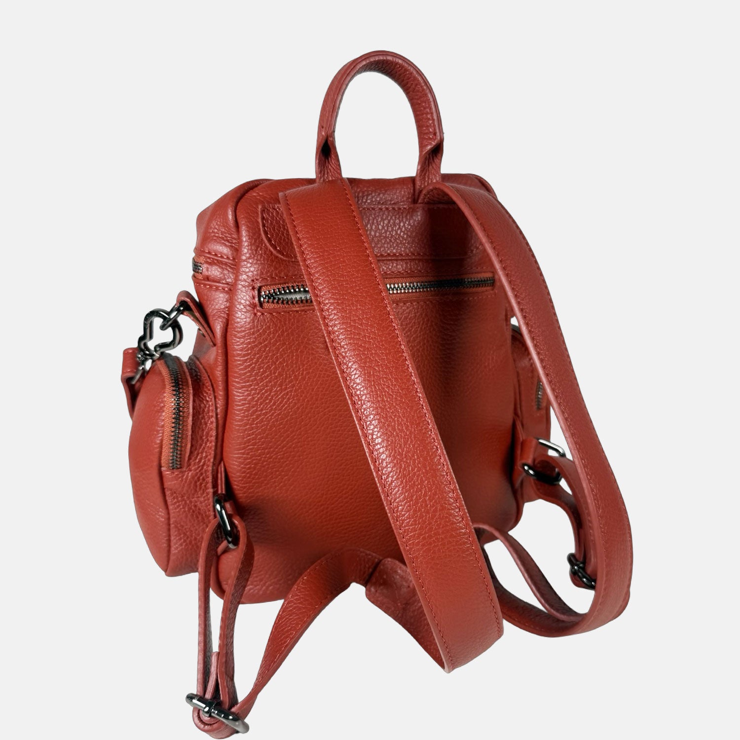Zaino Saray Midi Mattone Pelle Martellata Dark