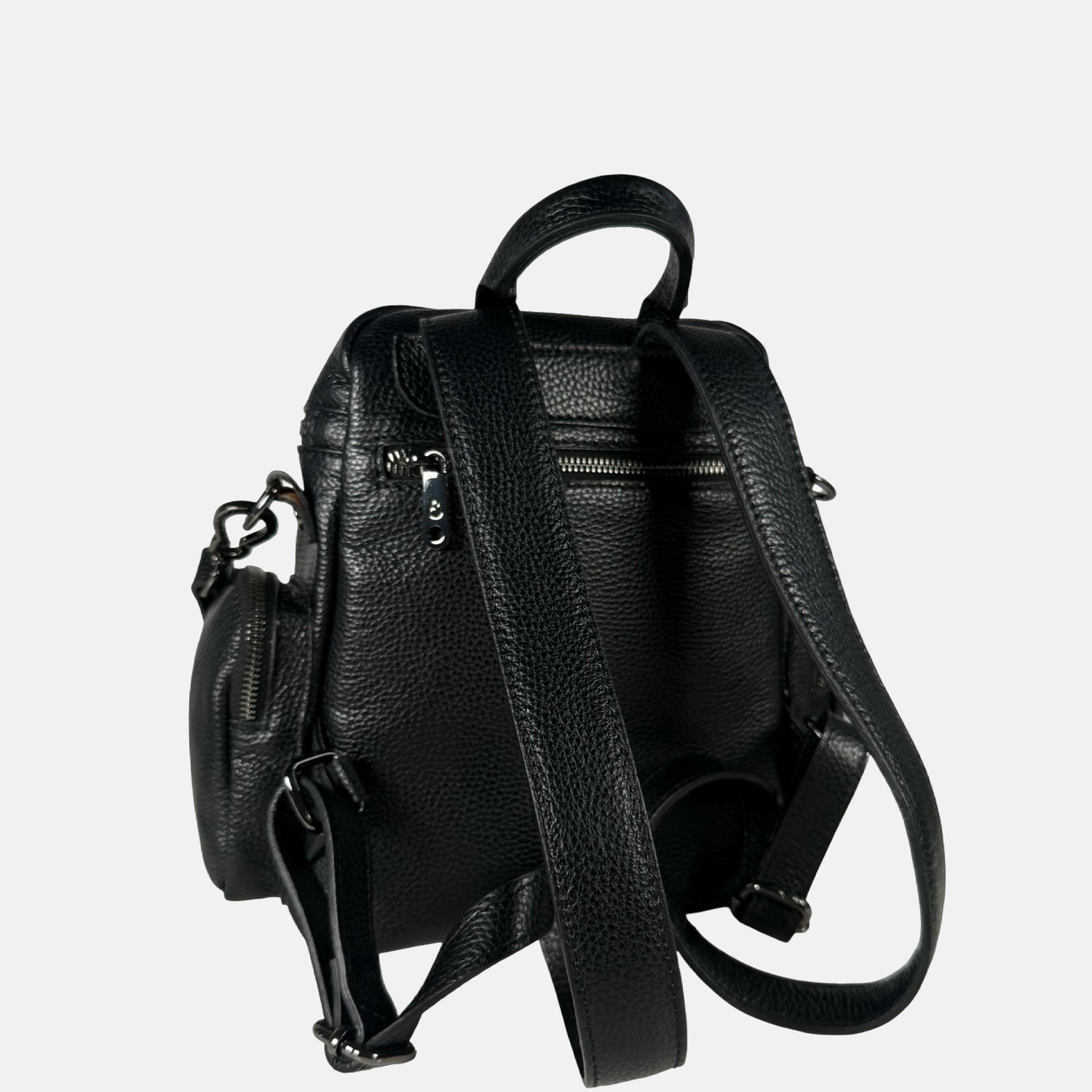 Saray Midi Nero Pelle Martellata Dark