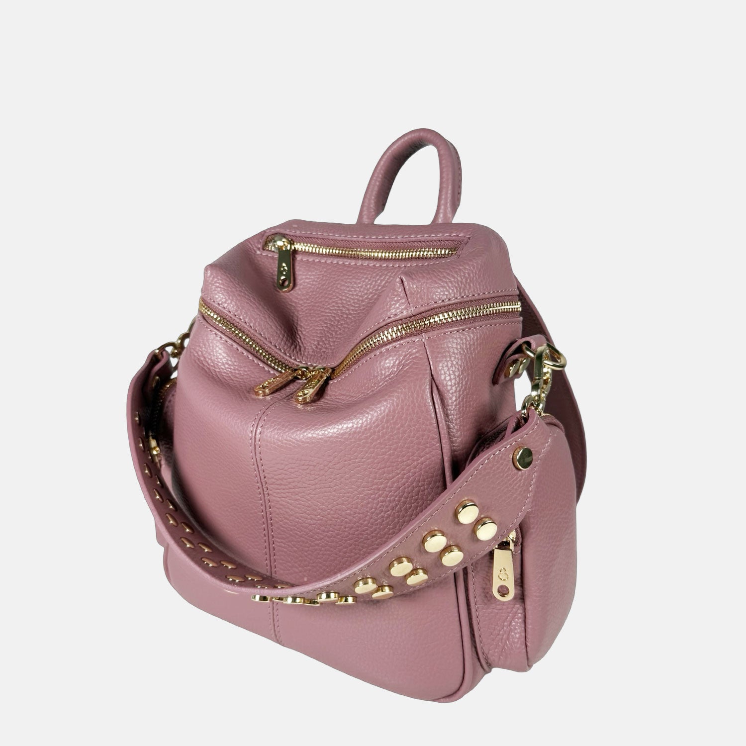 Zaino Saray Midi Malva Pelle Martellata Oro