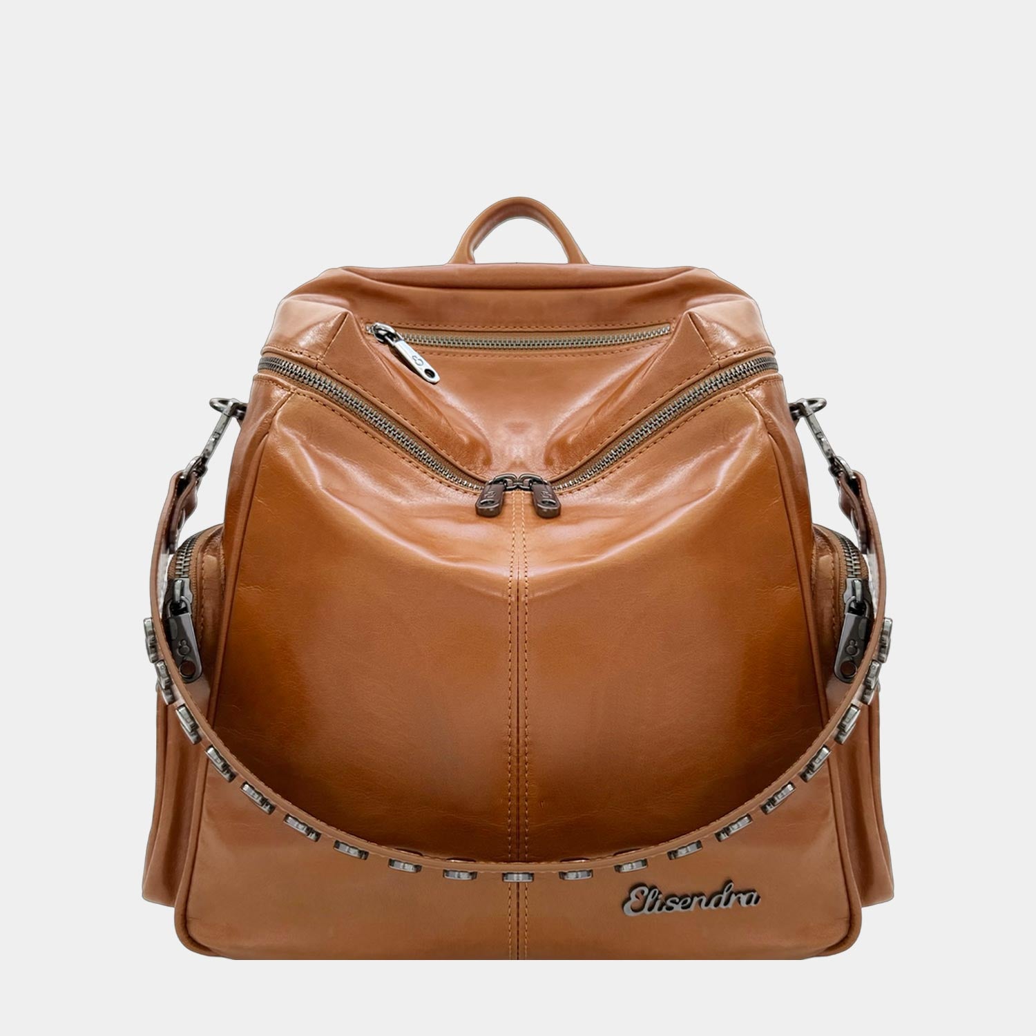 Zaino Saray Miele Pelle Liscia Dark