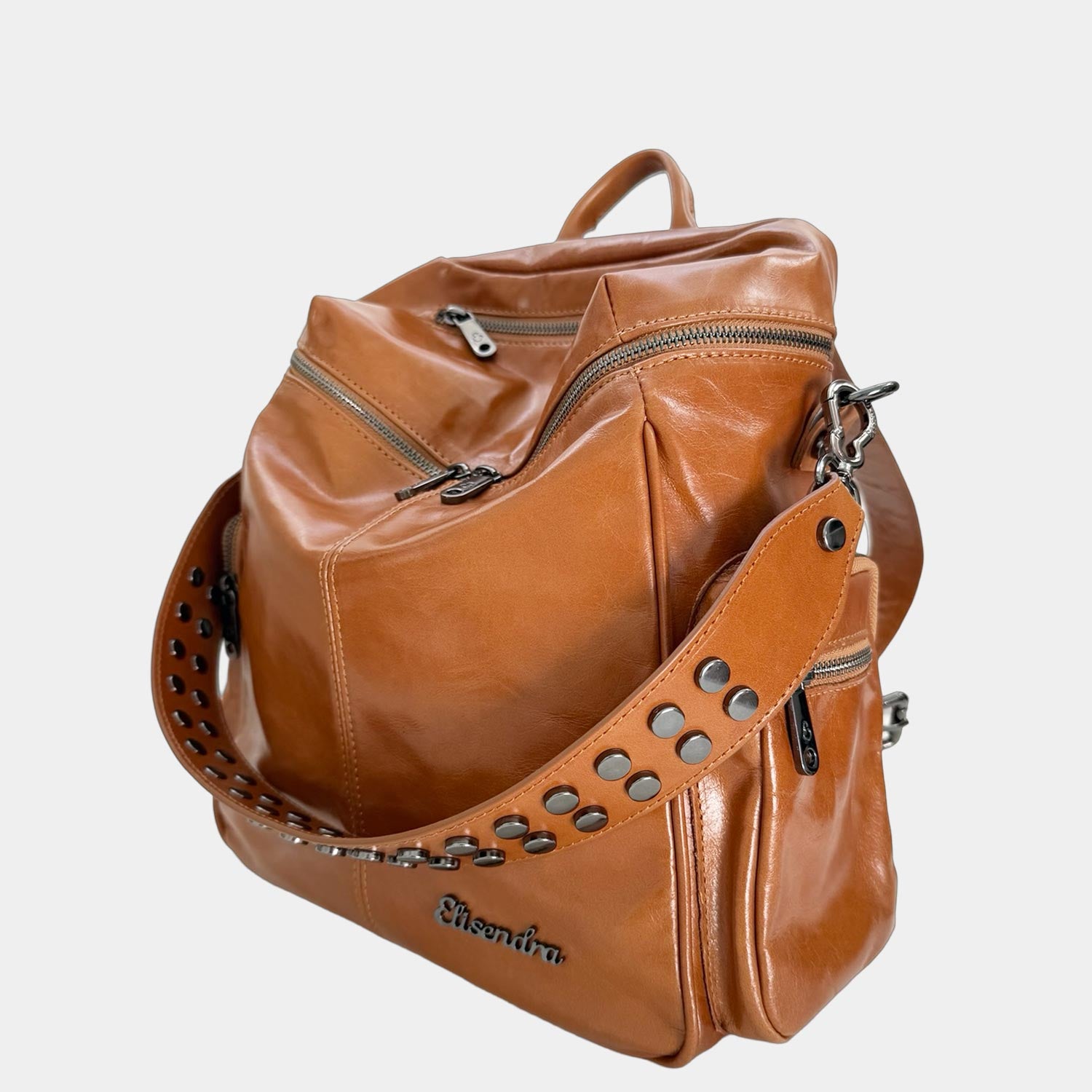 Zaino Saray Miele Pelle Liscia Dark