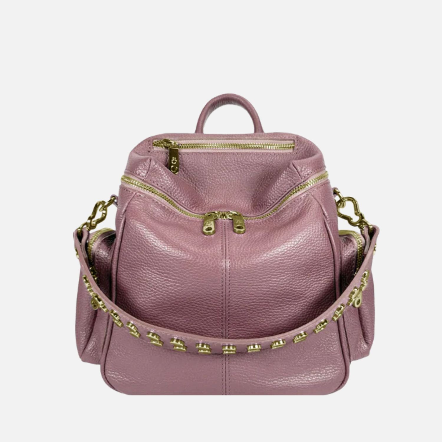 Zaino Saray Midi Malva Pelle Martellata Oro