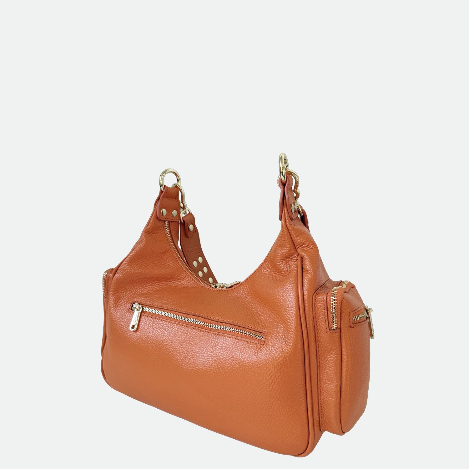 Borsa a spalla Saray Mia Orange Pelle Martellata Oro