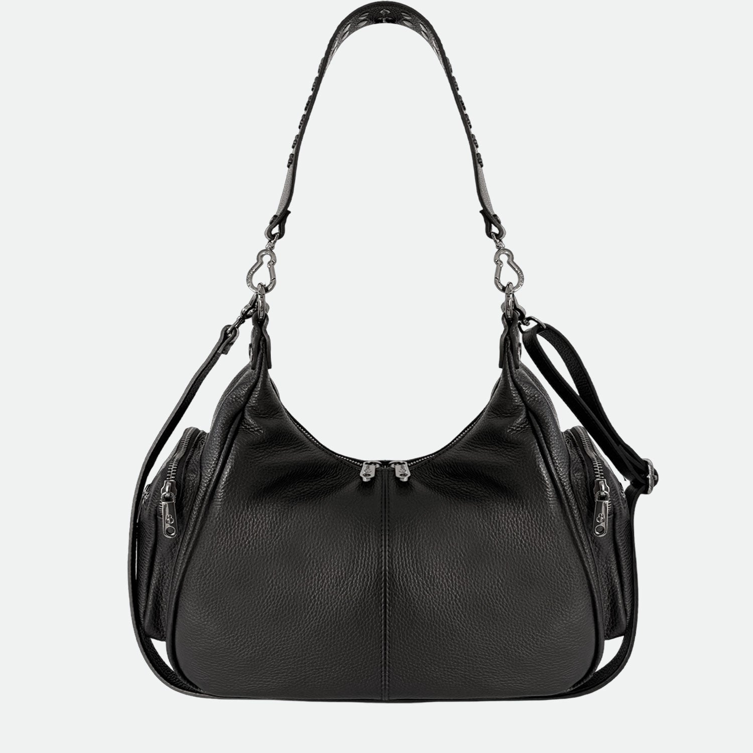 Borsa a spalla Saray Mia Nero Pelle Martellata Dark