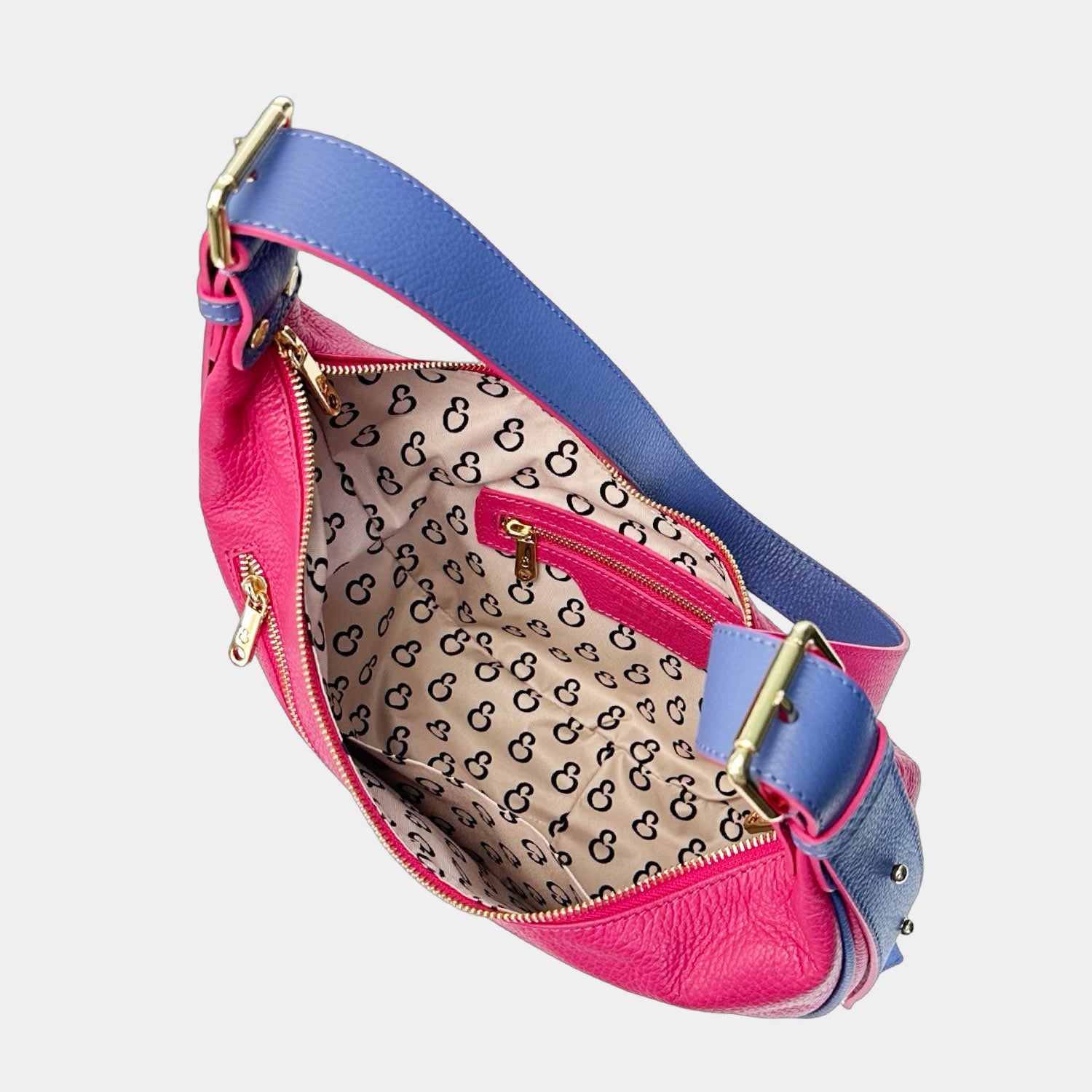 Mini Tokyo Shoulder Bag Raspberry Currant Trim Hammered Leather Gold