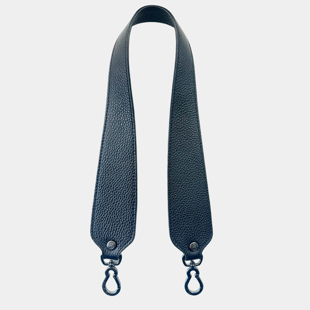 Shoulder Strap 70 cm Black Hammered Leather Dark