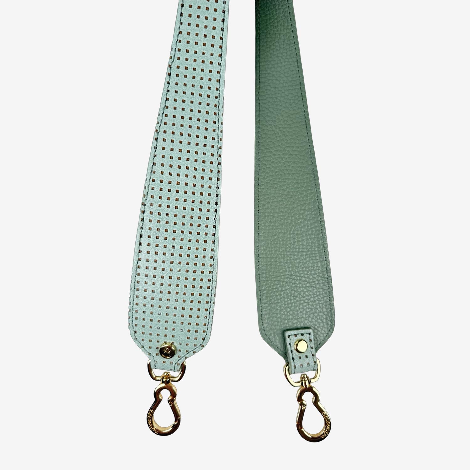Tracolla 70 cm Latte e menta Pelle Liscia Traforata Oro