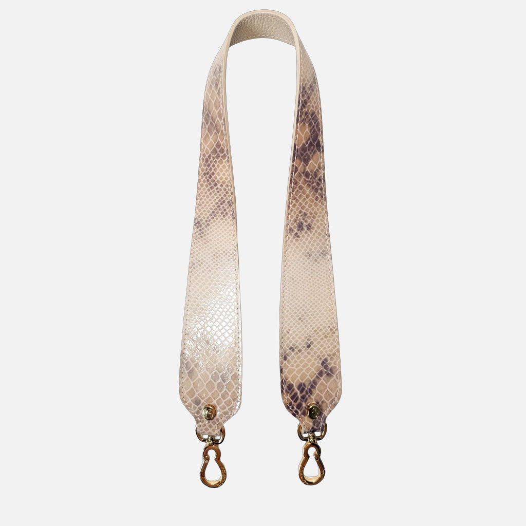 Tracolla 70 cm Beige Pitone stampato Oro
