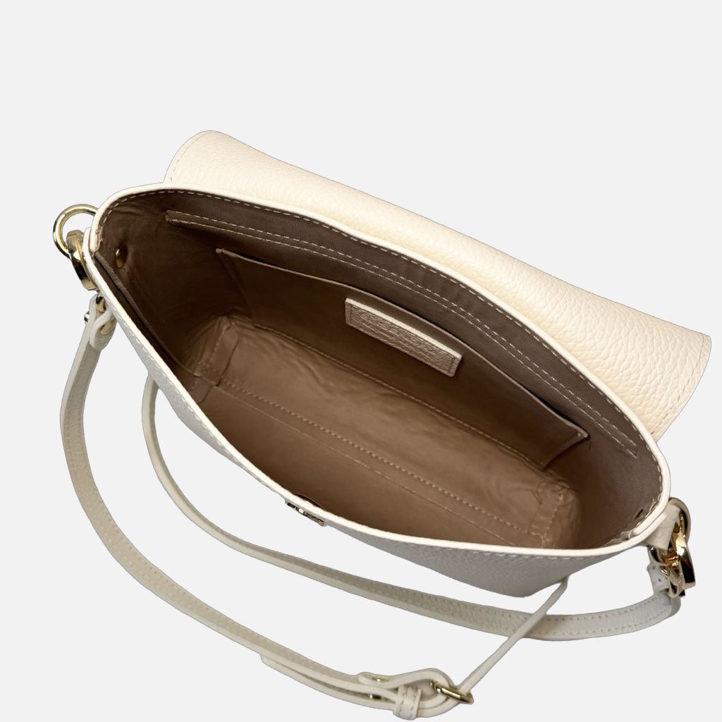 Borsa a tracolla Holly Avorio Pelle Martellata Oro - Elisendra®