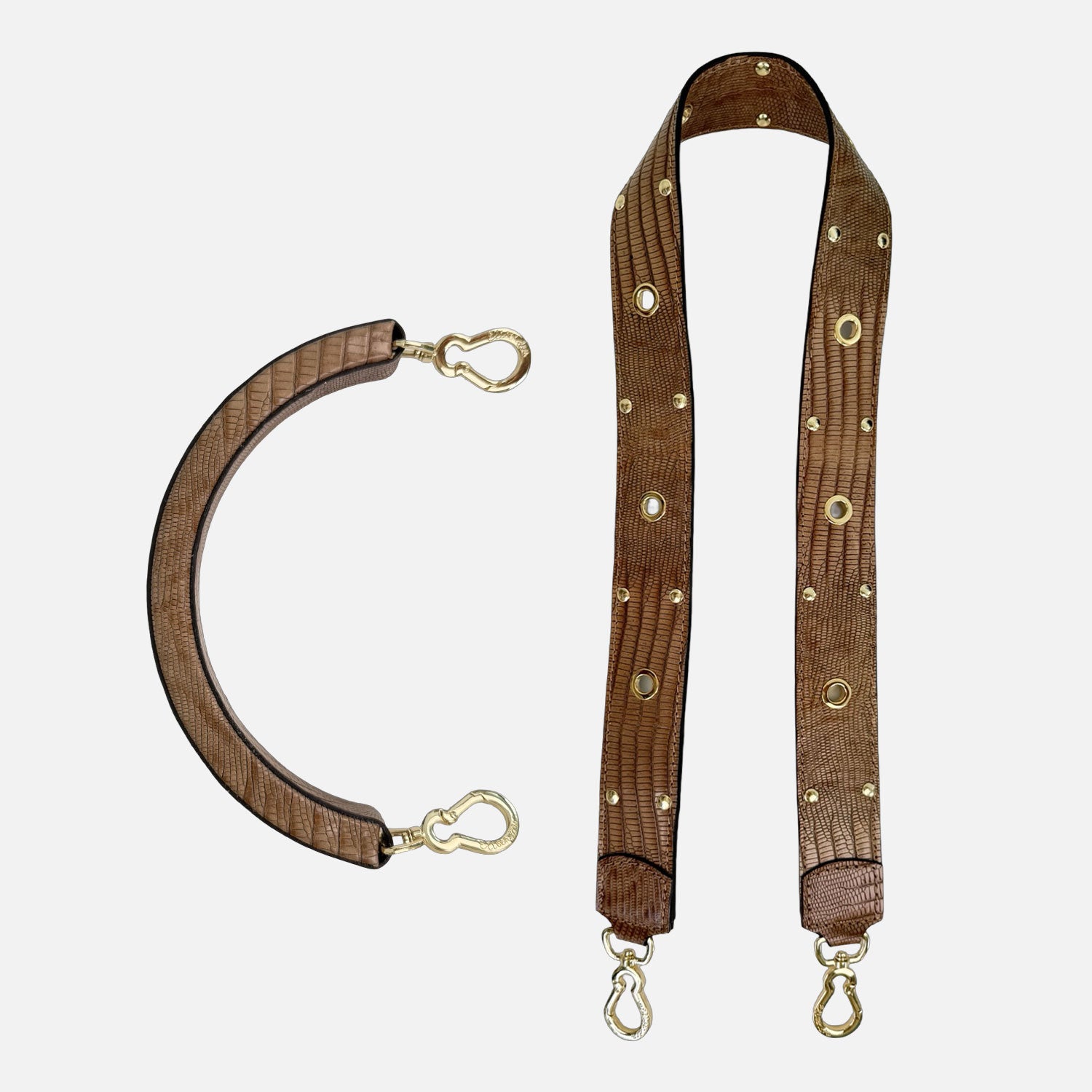 Combo Tracolla e Manico in Legno Soft Taupe Oro