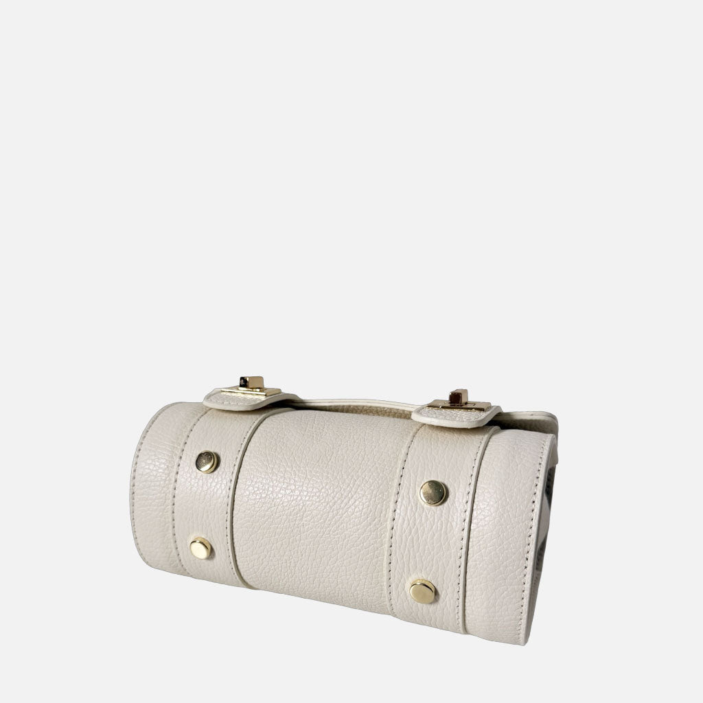 Mini Handbag Mochi Avorio Pelle Martellata Oro - Elisendra®
