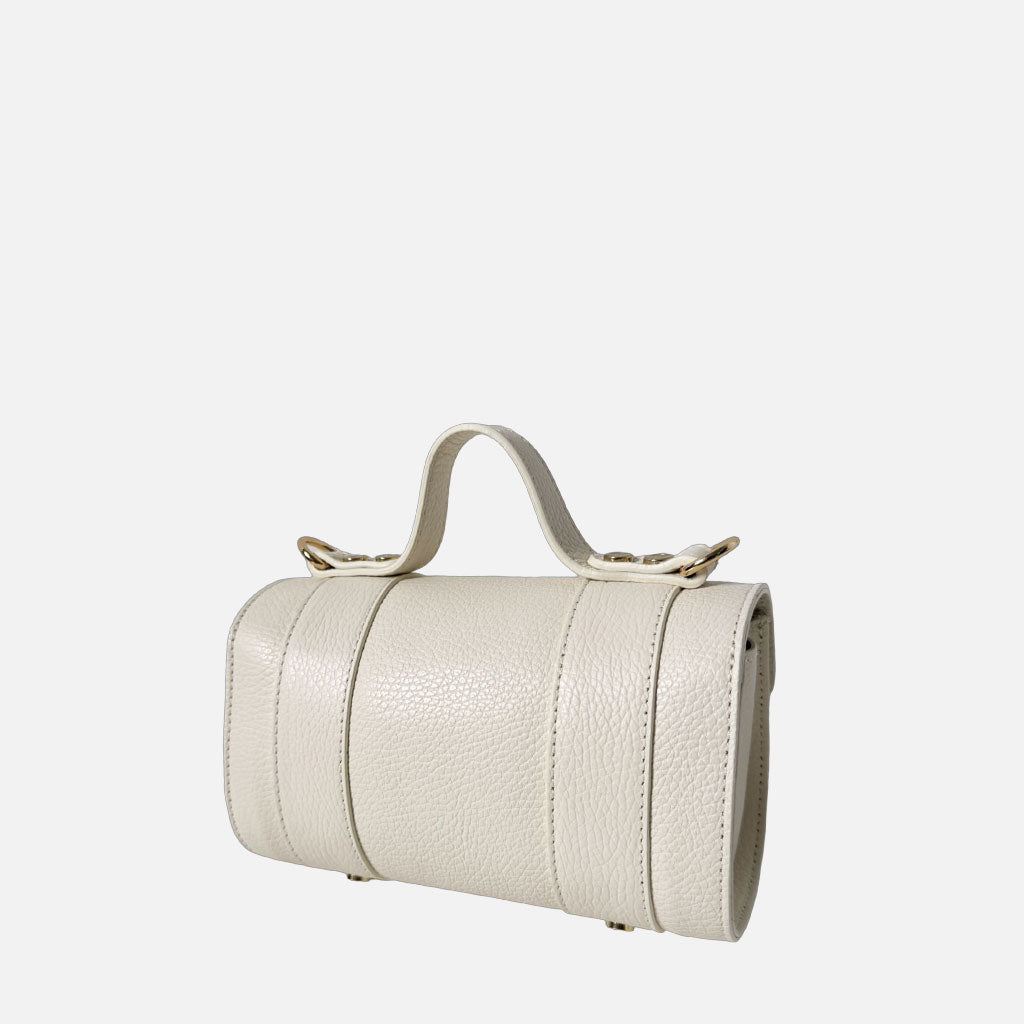 Mini Handbag Mochi Avorio Pelle Martellata Oro - Elisendra®