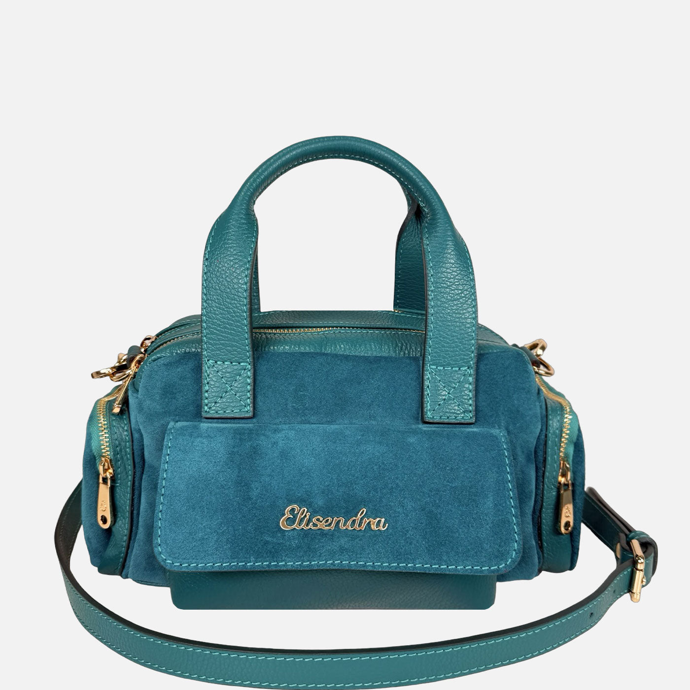 Borsa a mano Twiga Pavone Pelle Martellata e Camoscio - Elisendra®