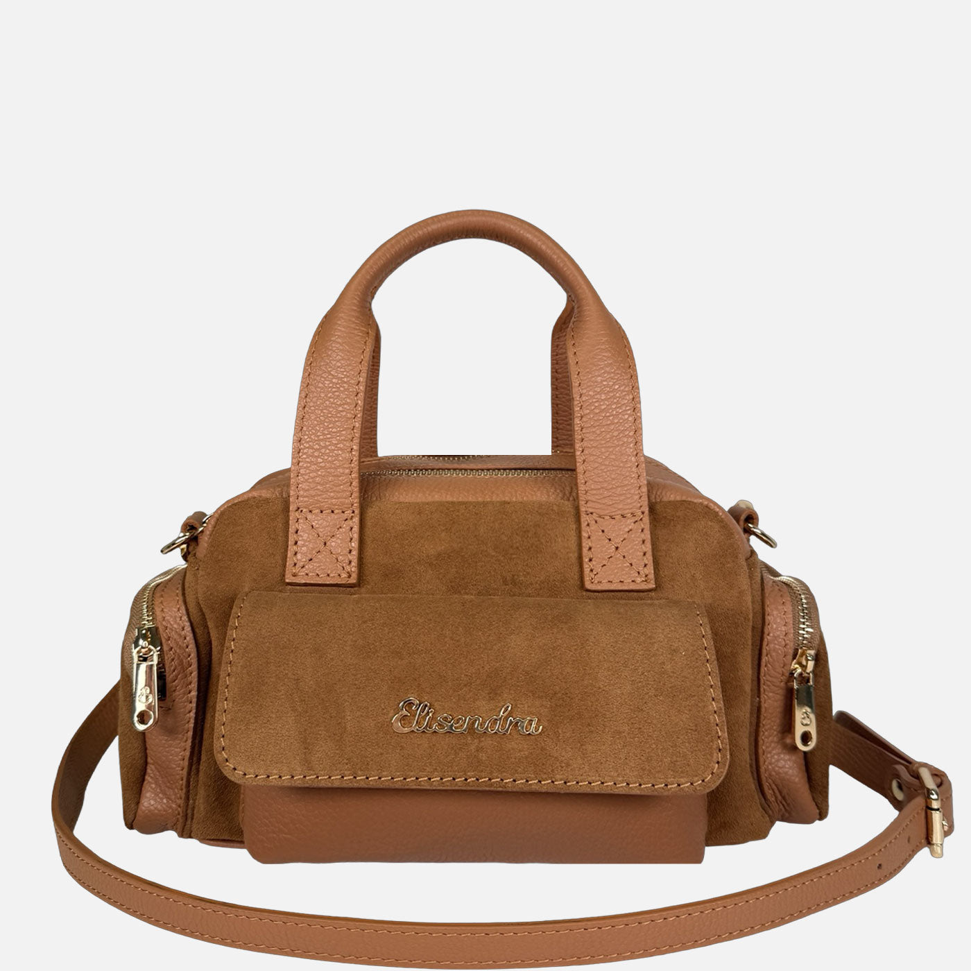 Borsa a mano Twiga Toffee Pelle Martellata e Camoscio Oro - Elisendra®