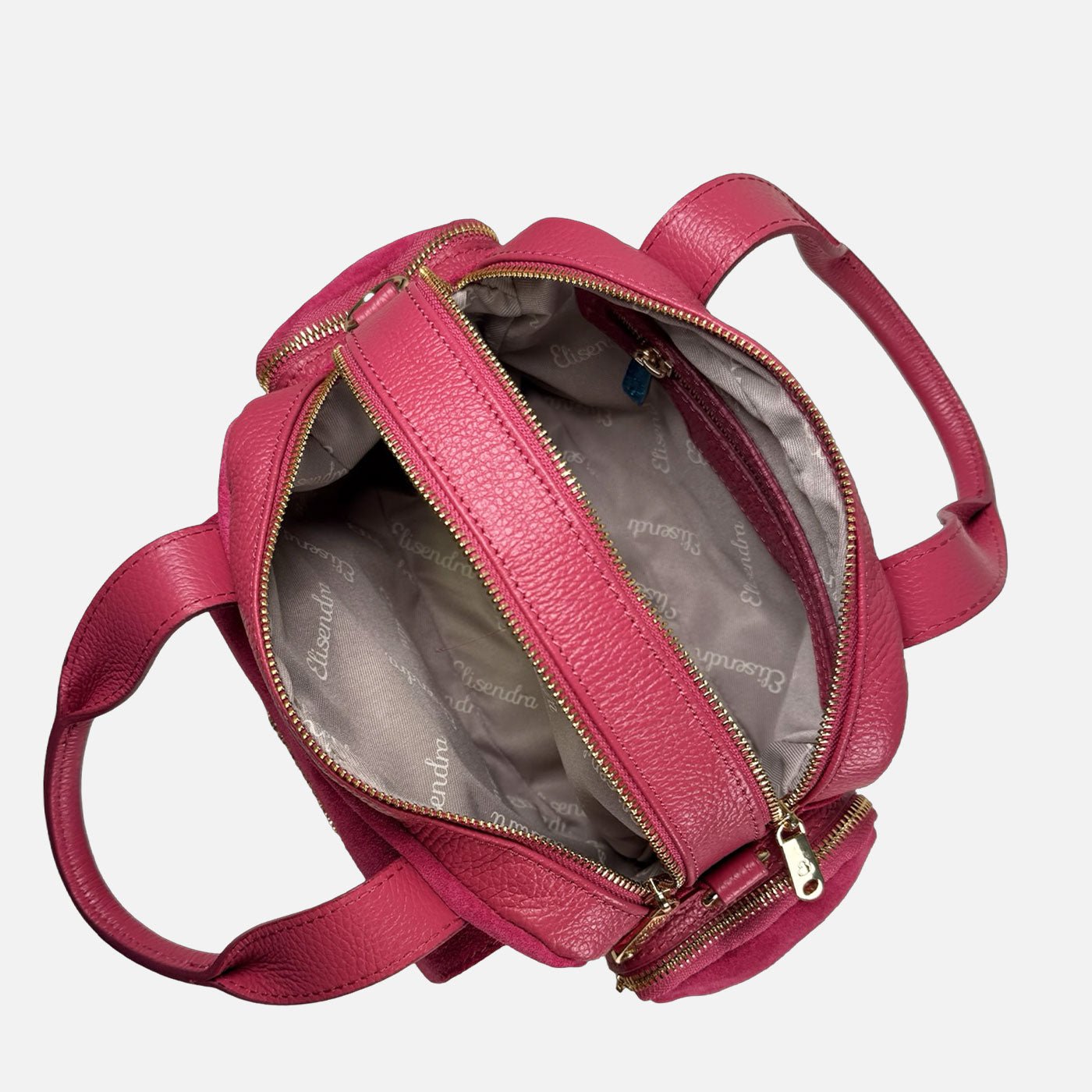 Borsa a mano Twiga Lampone Pelle Martellata e Camoscio Oro - Elisendra®