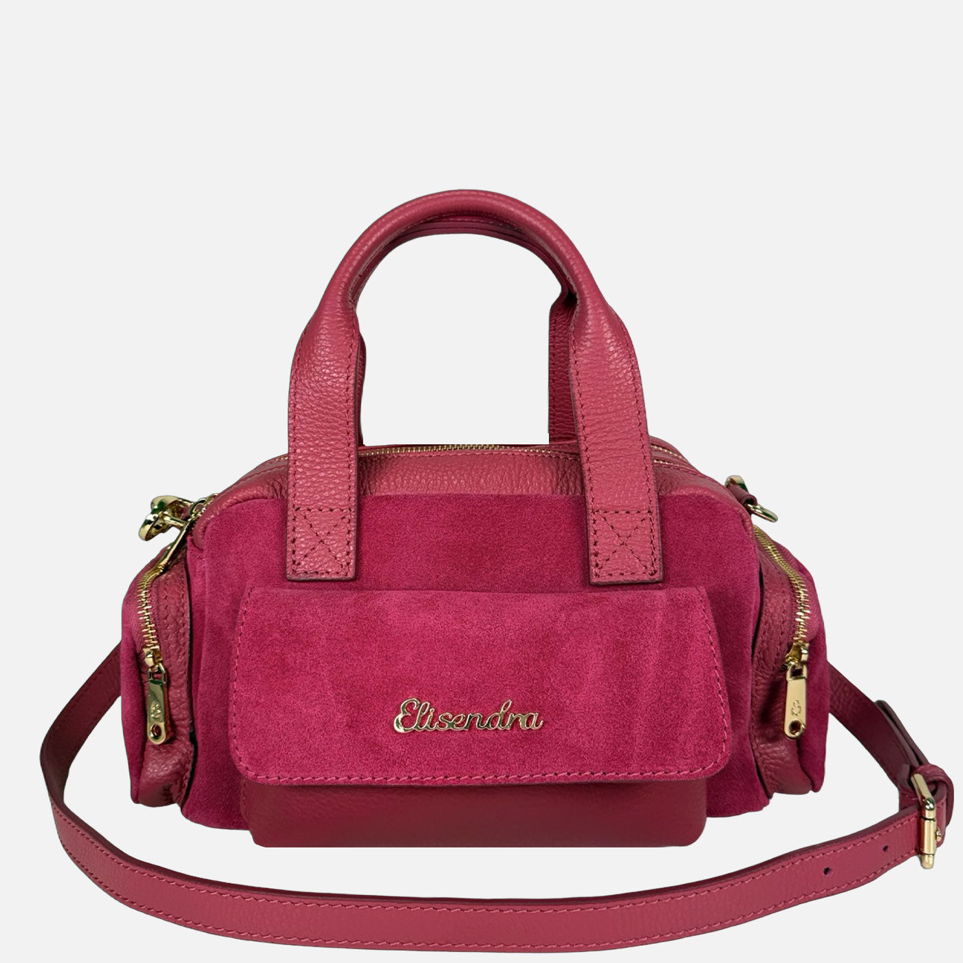 Borsa a mano Twiga Lampone Pelle Martellata e Camoscio Oro - Elisendra®
