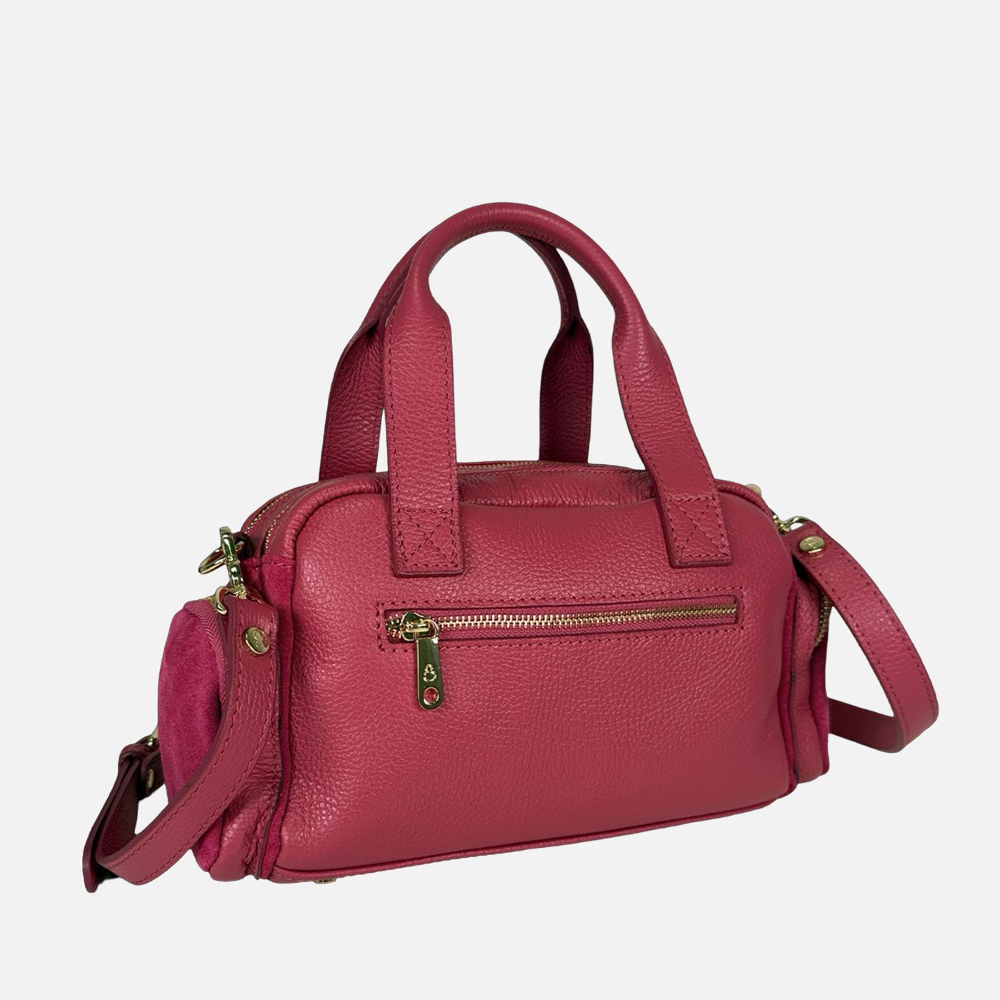 Borsa a mano Twiga Lampone Pelle Martellata e Camoscio Oro - Elisendra®