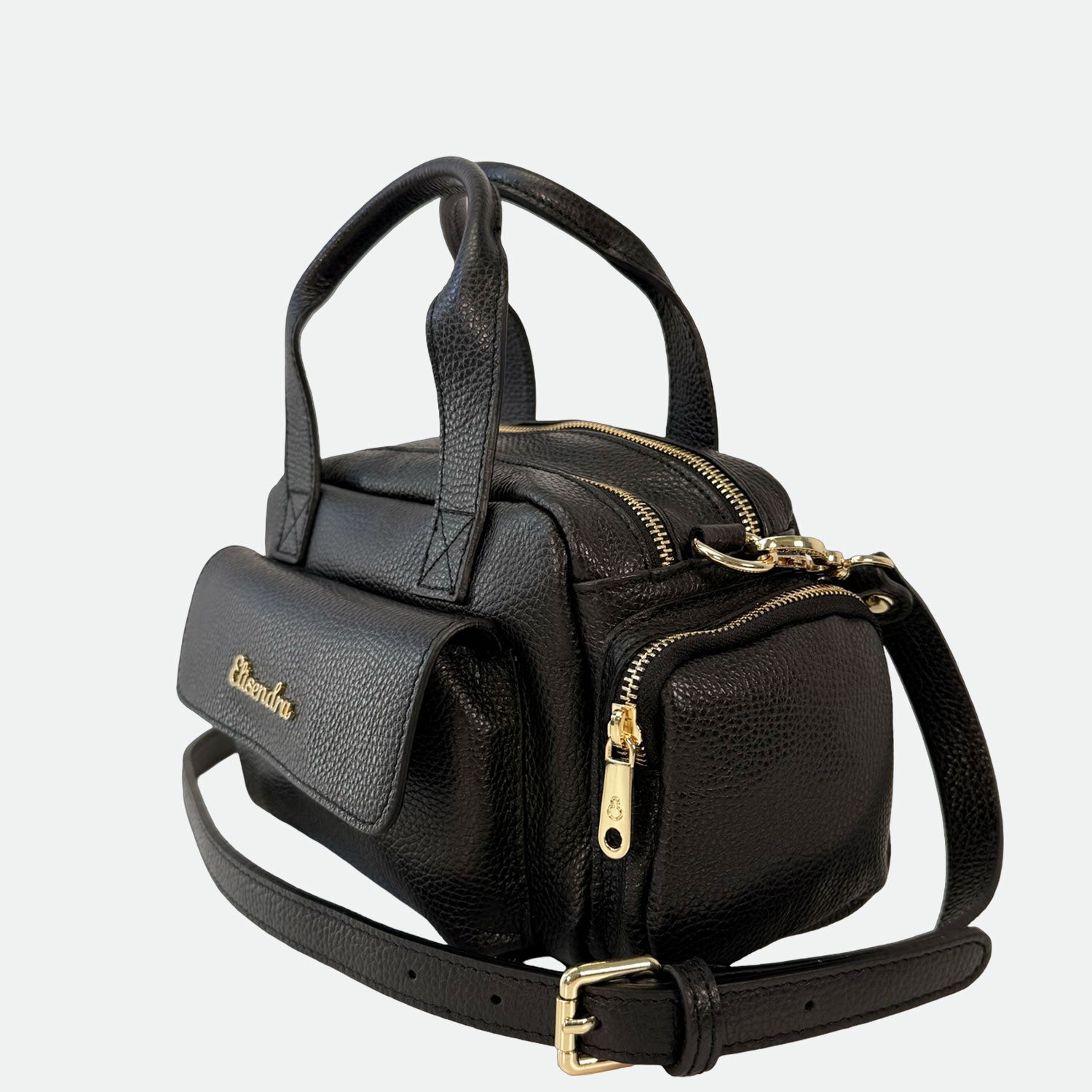 Borsa a mano Twiga Nera Pelle Martellata Oro