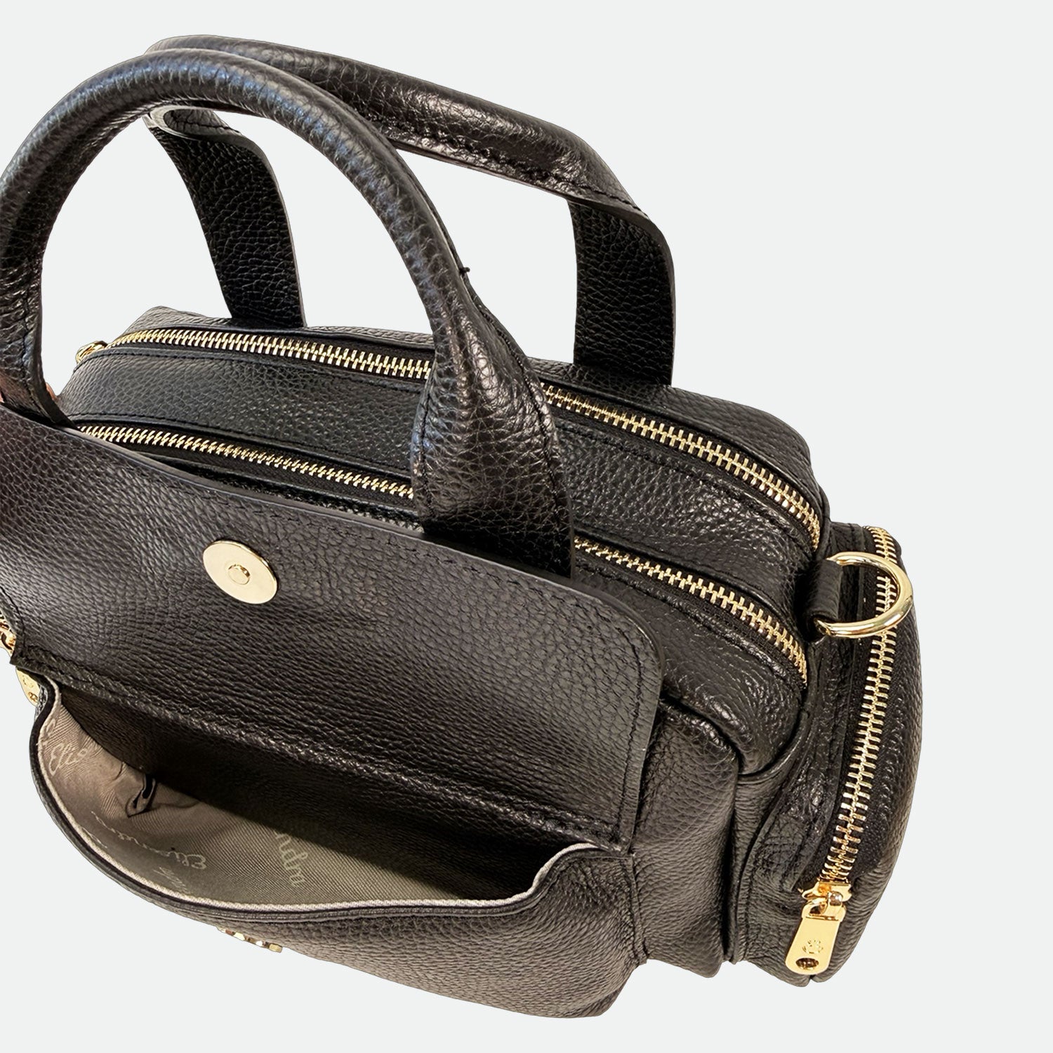 Borsa a mano Twiga Nera Pelle Martellata Oro