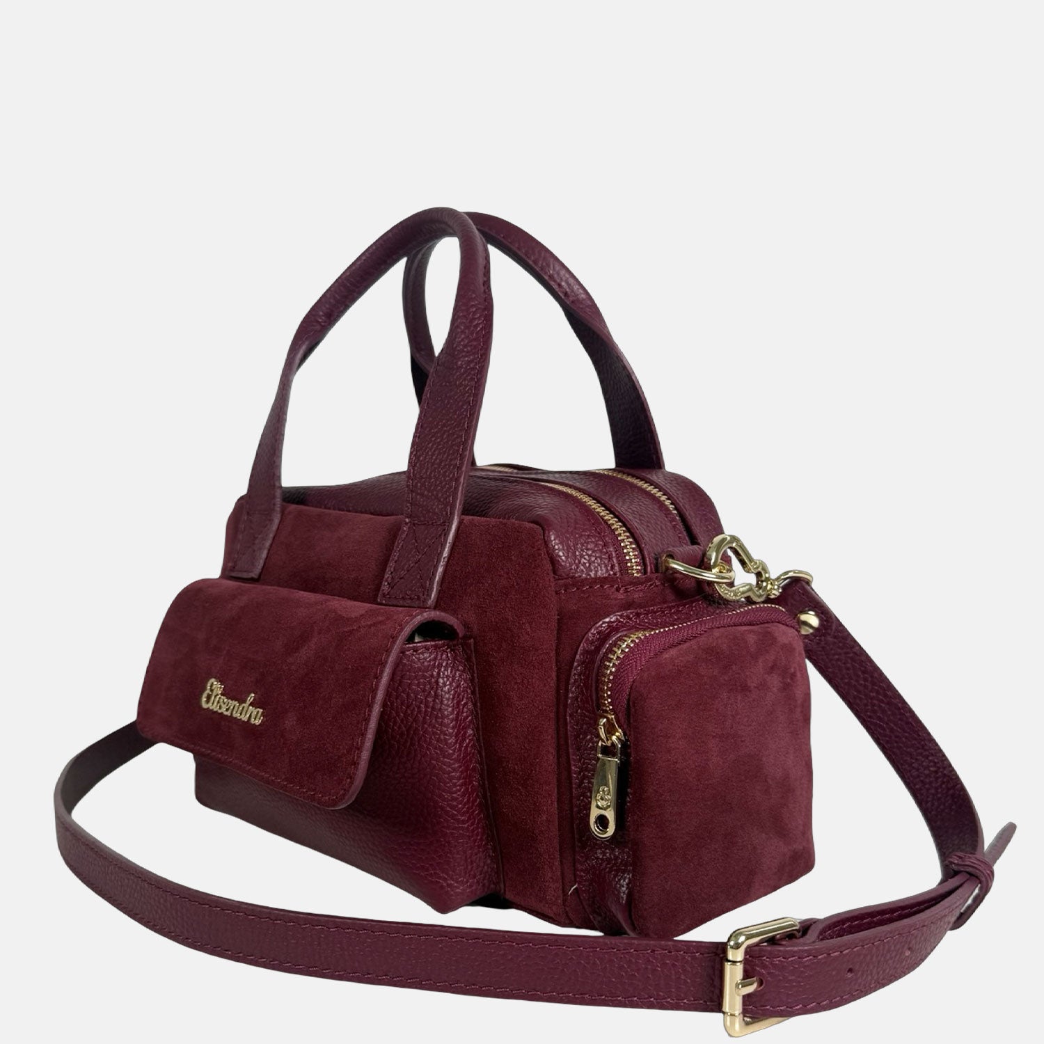 Borsa a mano Twiga Vinaccia Pelle Martellata e Camoscio Oro