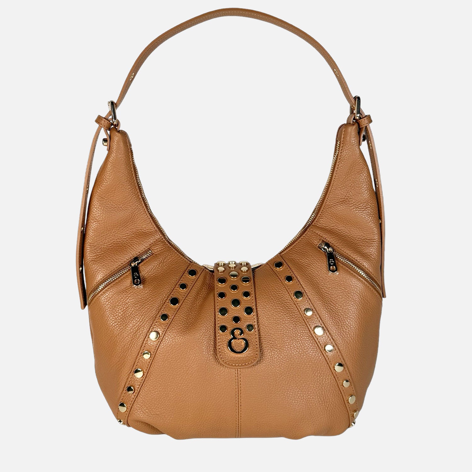 Borsa a spalla Wendy Toffee Pelle Martellata Oro