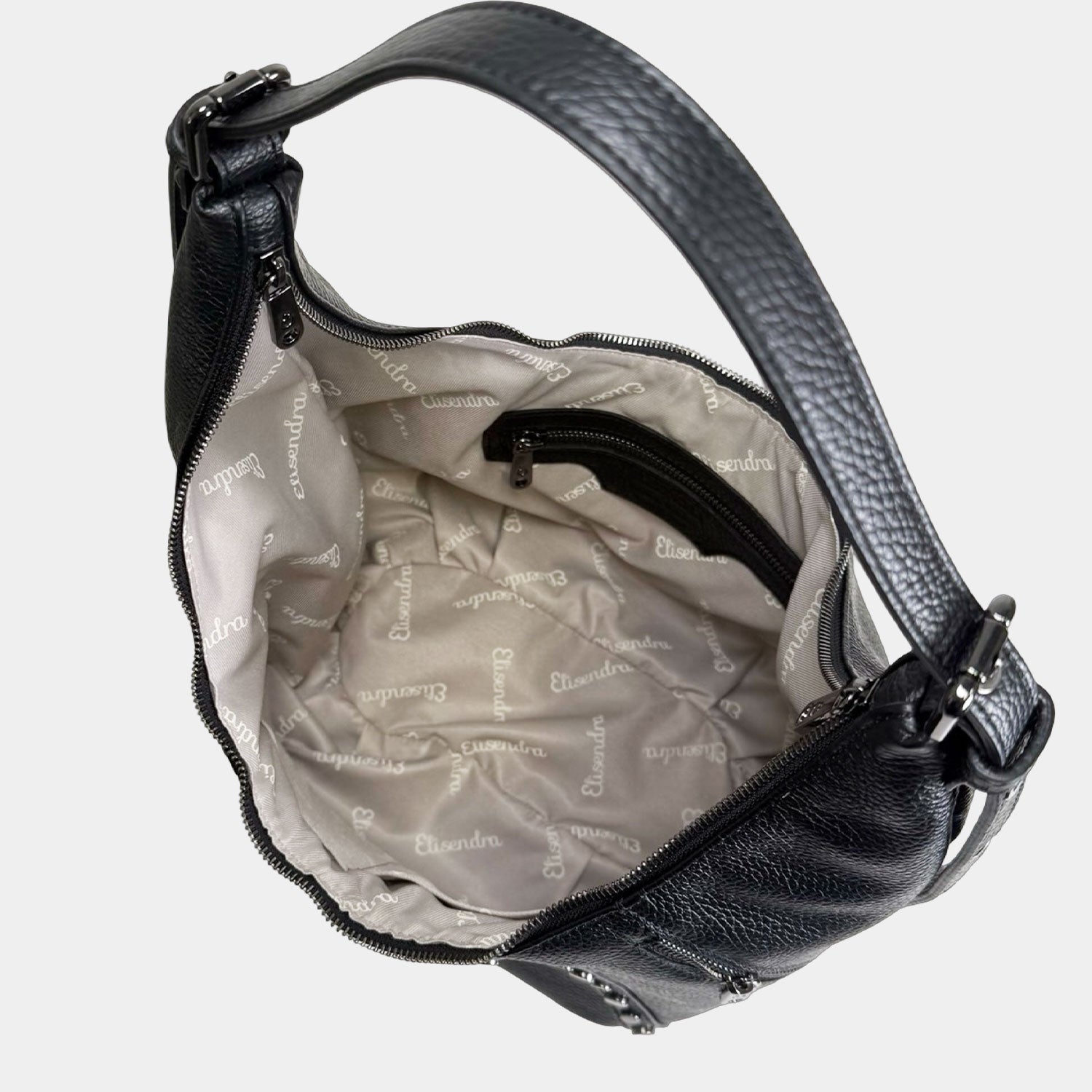 Borsa a spalla Wendy Nera Pelle Martellata Dark