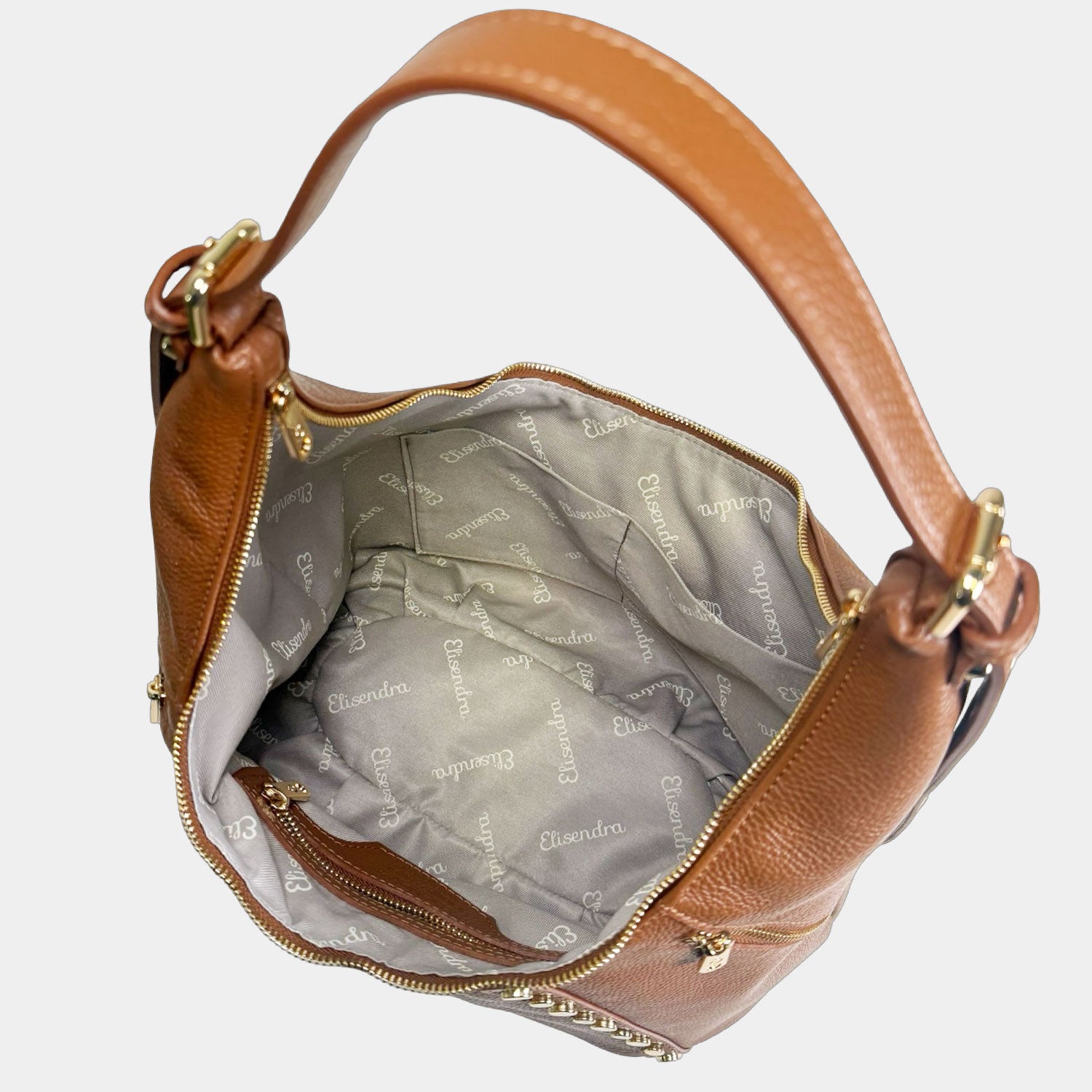 Borsa a spalla Wendy Caramel Pelle Martellata Oro