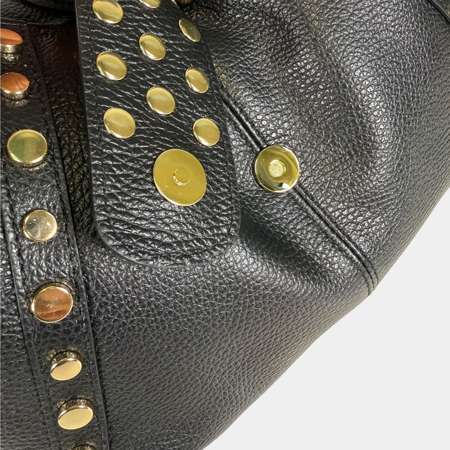 Borsa a spalla Wendy Nera Pelle Martellata Oro