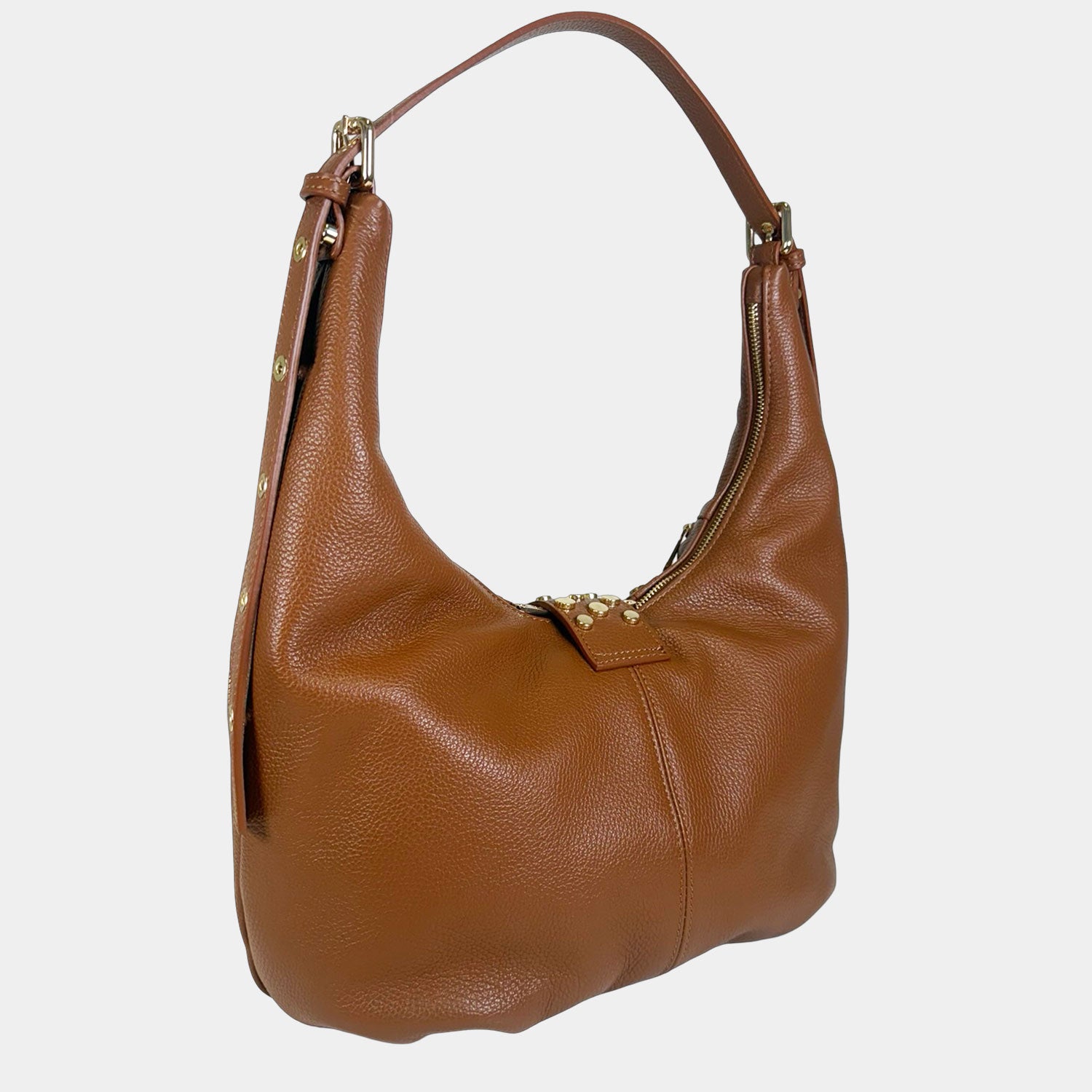 Borsa a spalla Wendy Caramel Pelle Martellata Oro