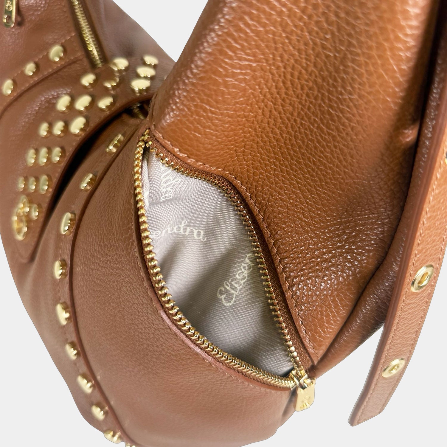 Borsa a spalla Wendy Caramel Pelle Martellata Oro