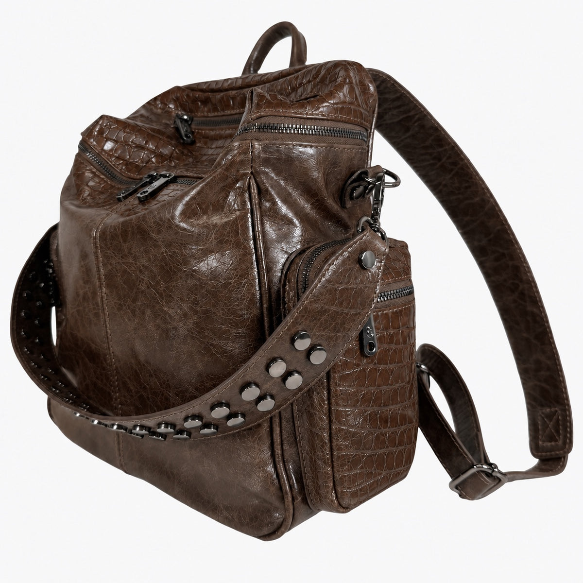 Zaino Saray Taurus Pelle Cocco stampato e Vintage Dark