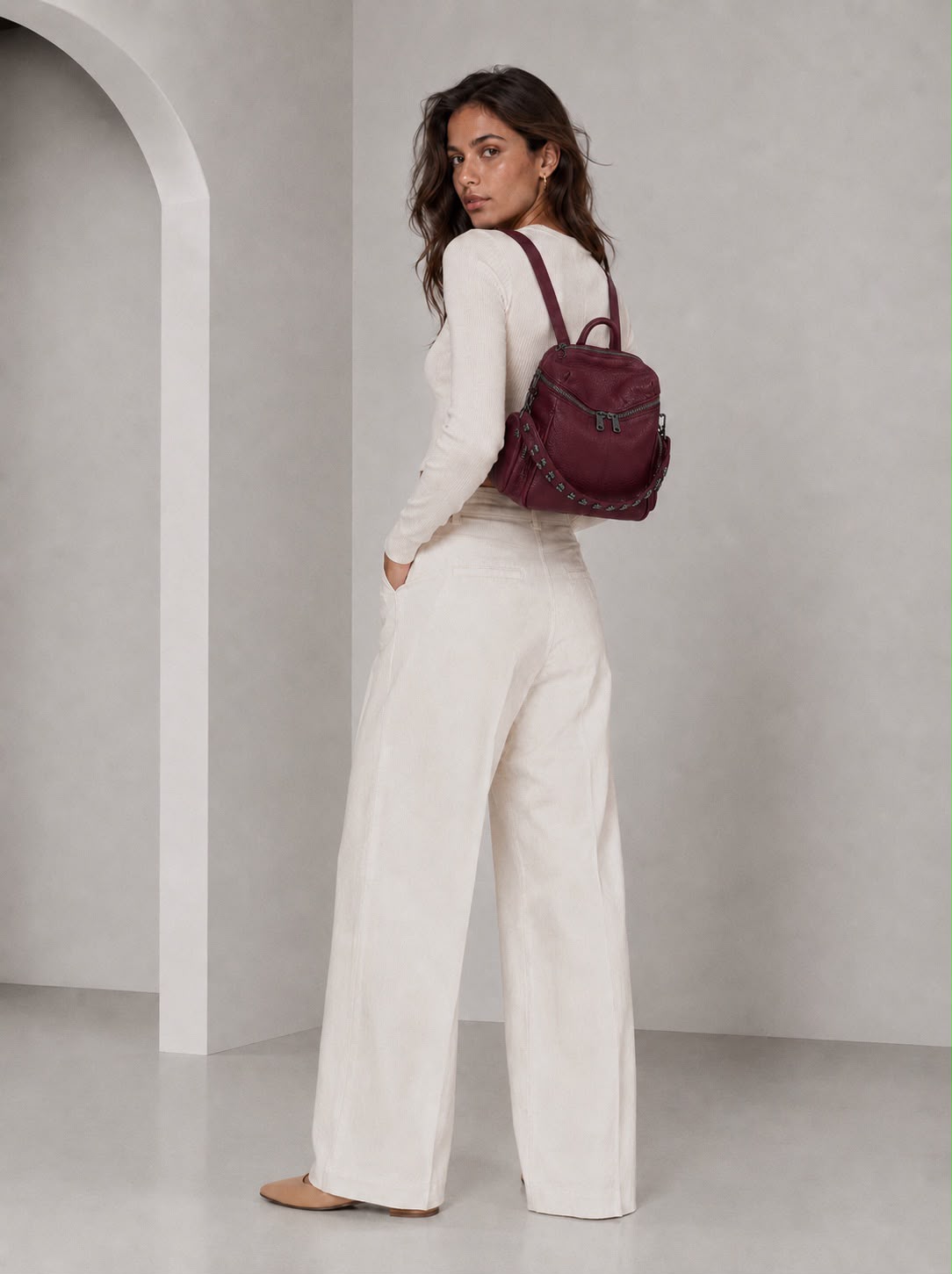 Zaino Saray Mini Amarena Pelle Martellata Dark
