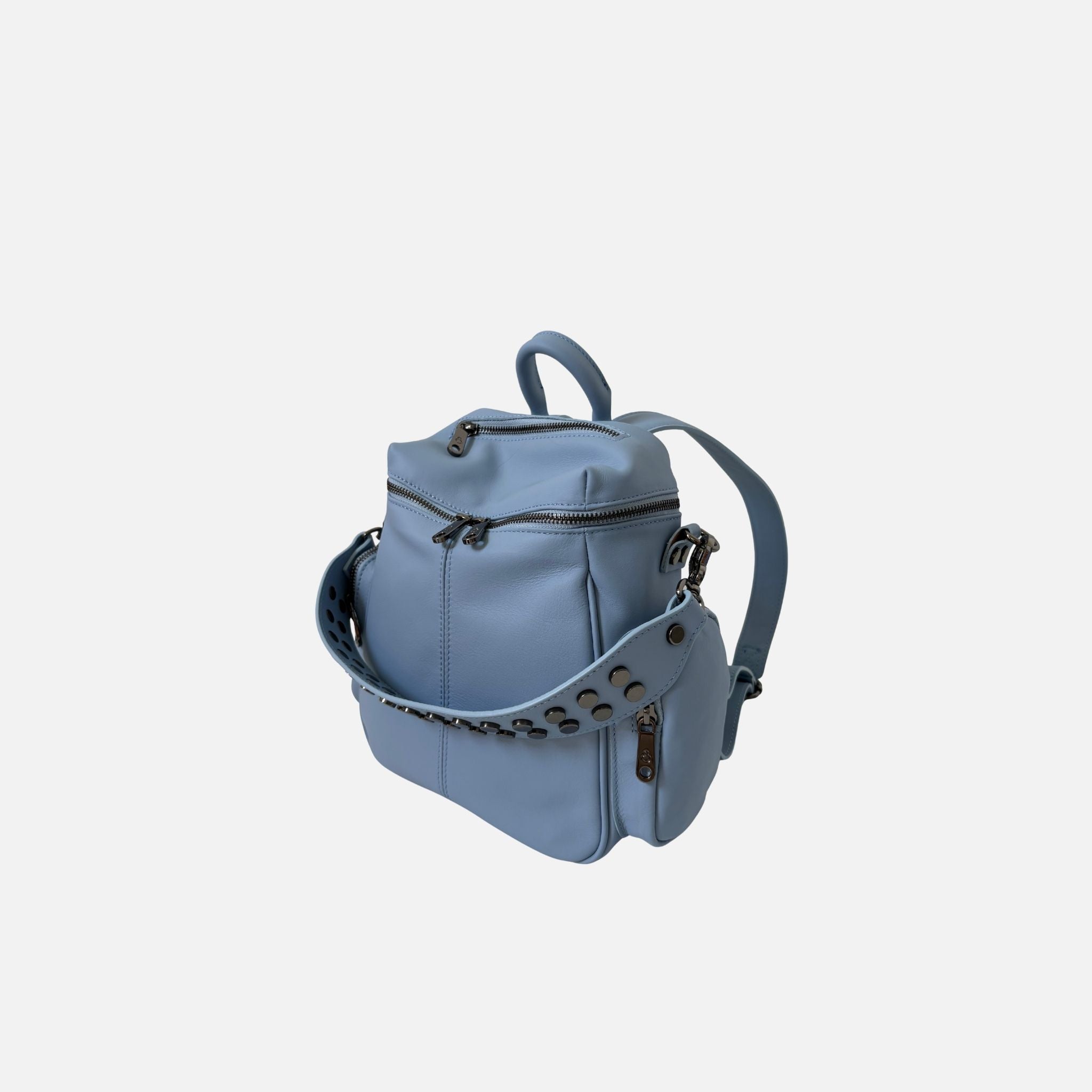 Zaino Saray Midi Baby Blu Pelle Liscia Vitello Dark SPEDIZIONE DAL 07/07