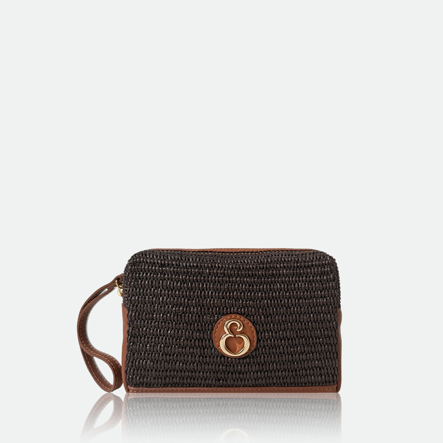 Beauty Case Malibù Testa di Moro Rafia e Pelle Liscia Vitello Oro SPEDIZIONE DAL 06/05 - Elisendra®