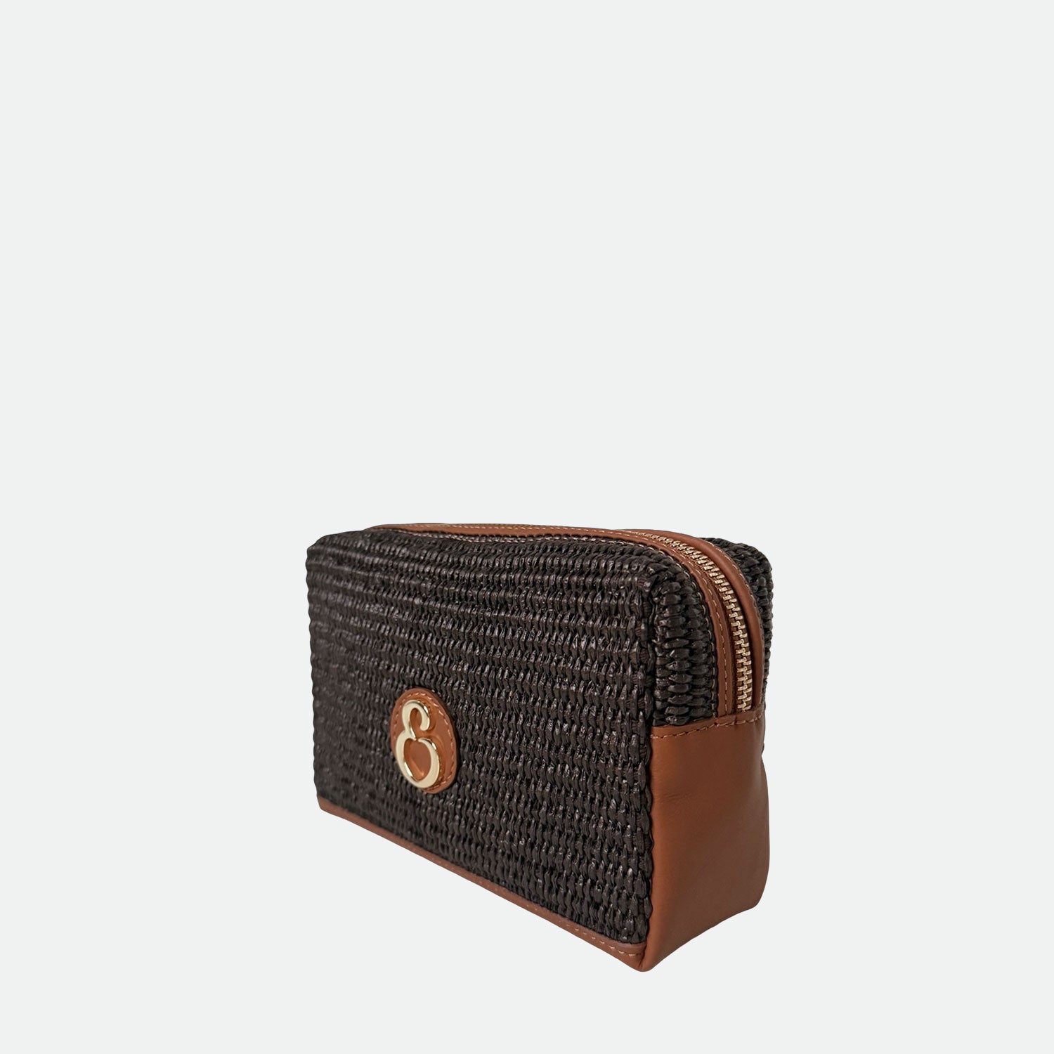 Beauty Case Malibù Testa di Moro Rafia e Pelle Liscia Vitello Oro SPEDIZIONE DAL 06/05 - Elisendra®