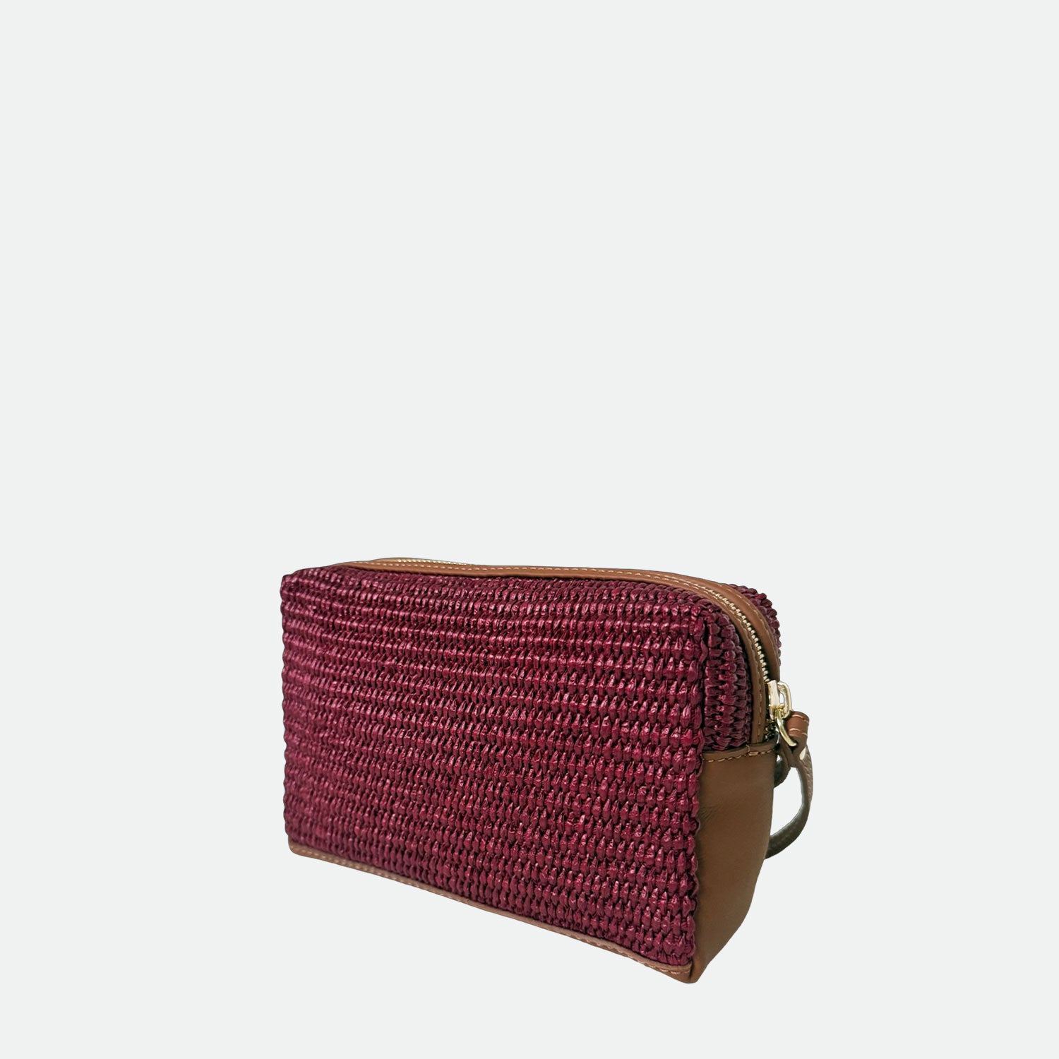 Beauty Case Malibù Mirtillo Rafia e Pelle Liscia Vitello Oro SPEDIZIONE DAL 06/05