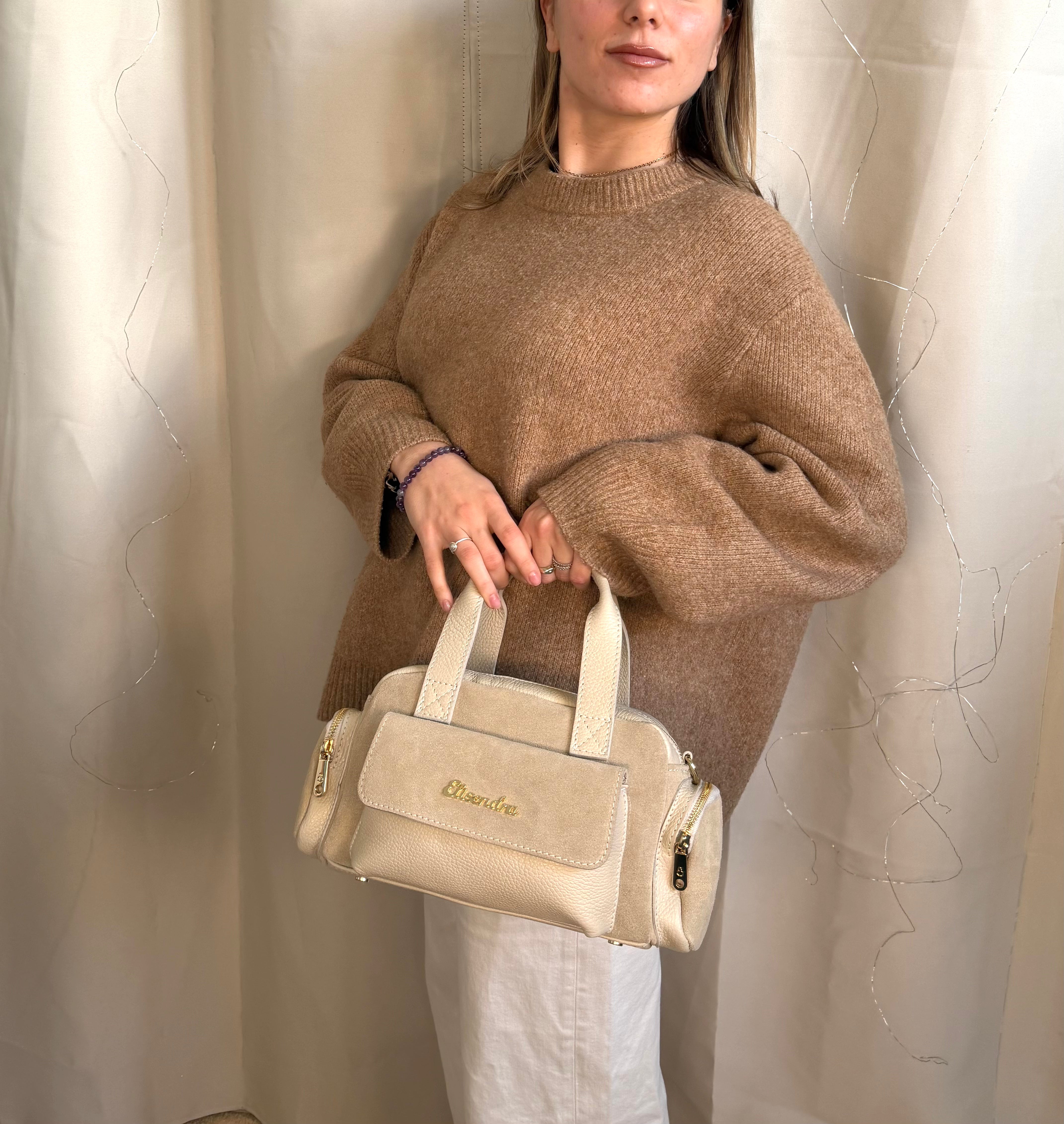 Borsa a mano Twiga Burro Pelle Martellata e Camoscio Oro SPEDIZIONE DAL 06/03