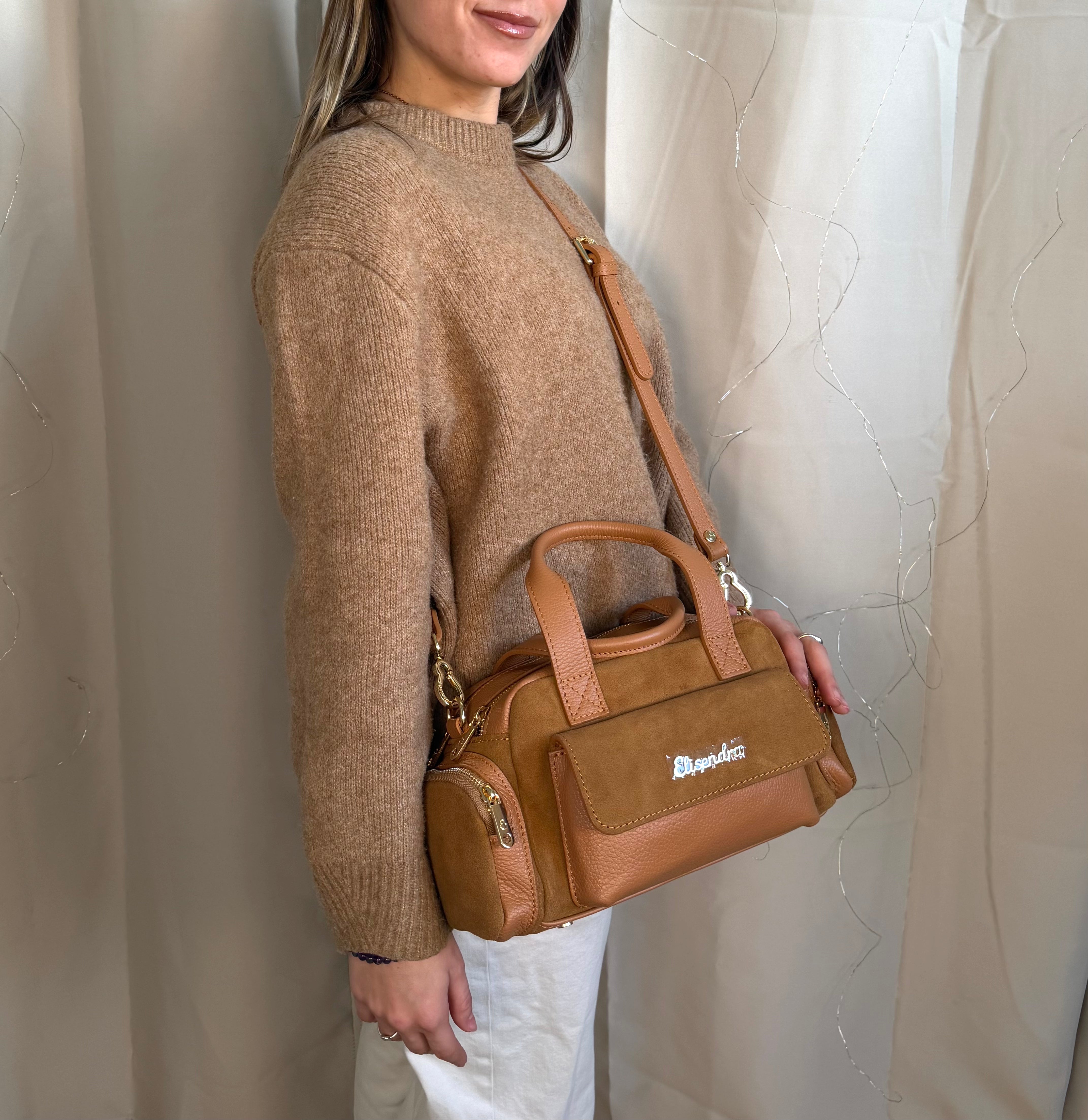 Borsa a mano Twiga Toffee Pelle Martellata e Camoscio Oro SPEDIZIONE DAL 06/03