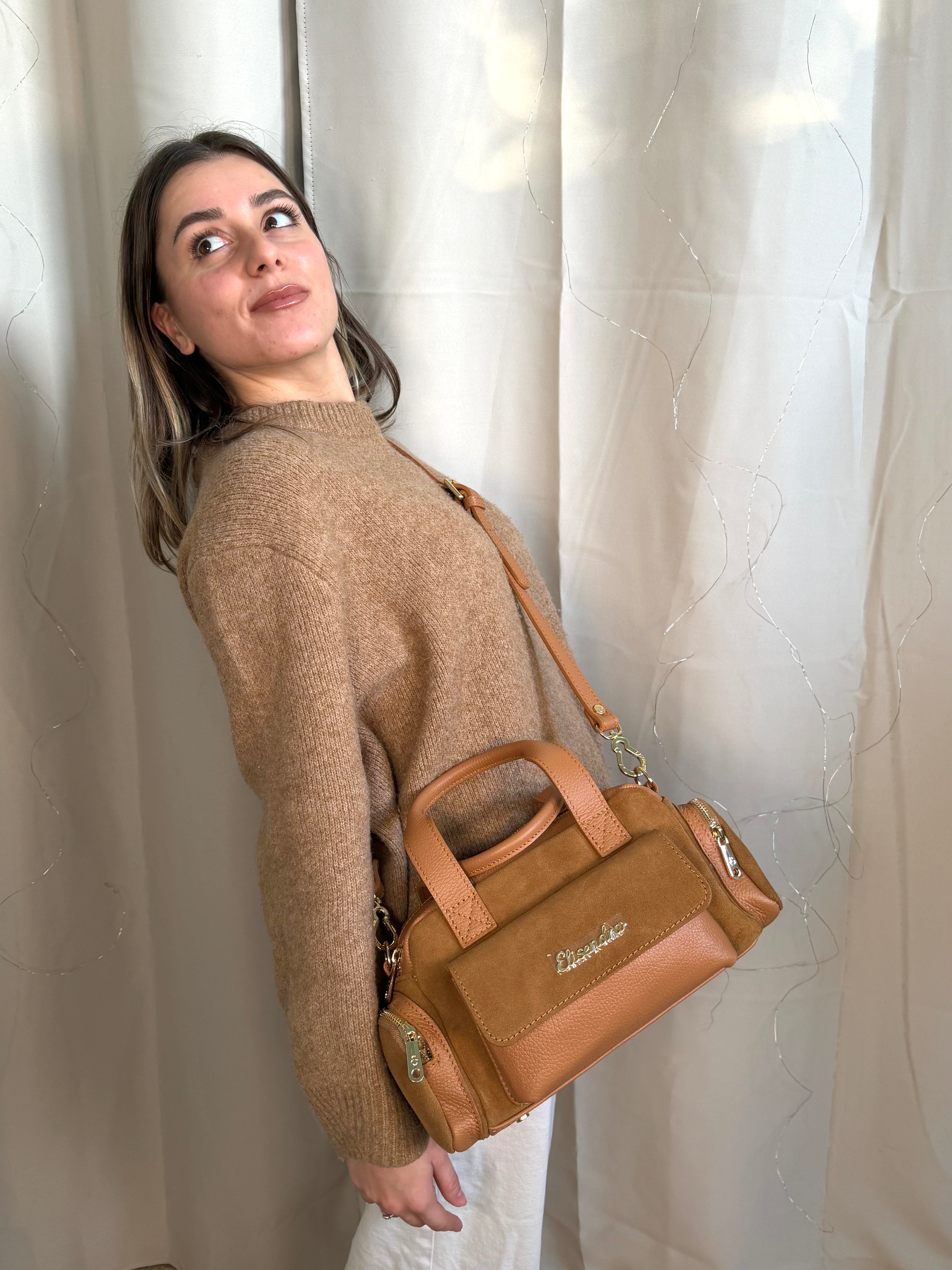 Borsa a mano Twiga Toffee Pelle Martellata e Camoscio Oro SPEDIZIONE DAL 06/03