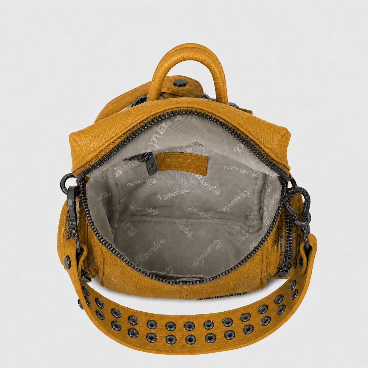 Zaino Saray Mini Curry Pelle Martellata Dark