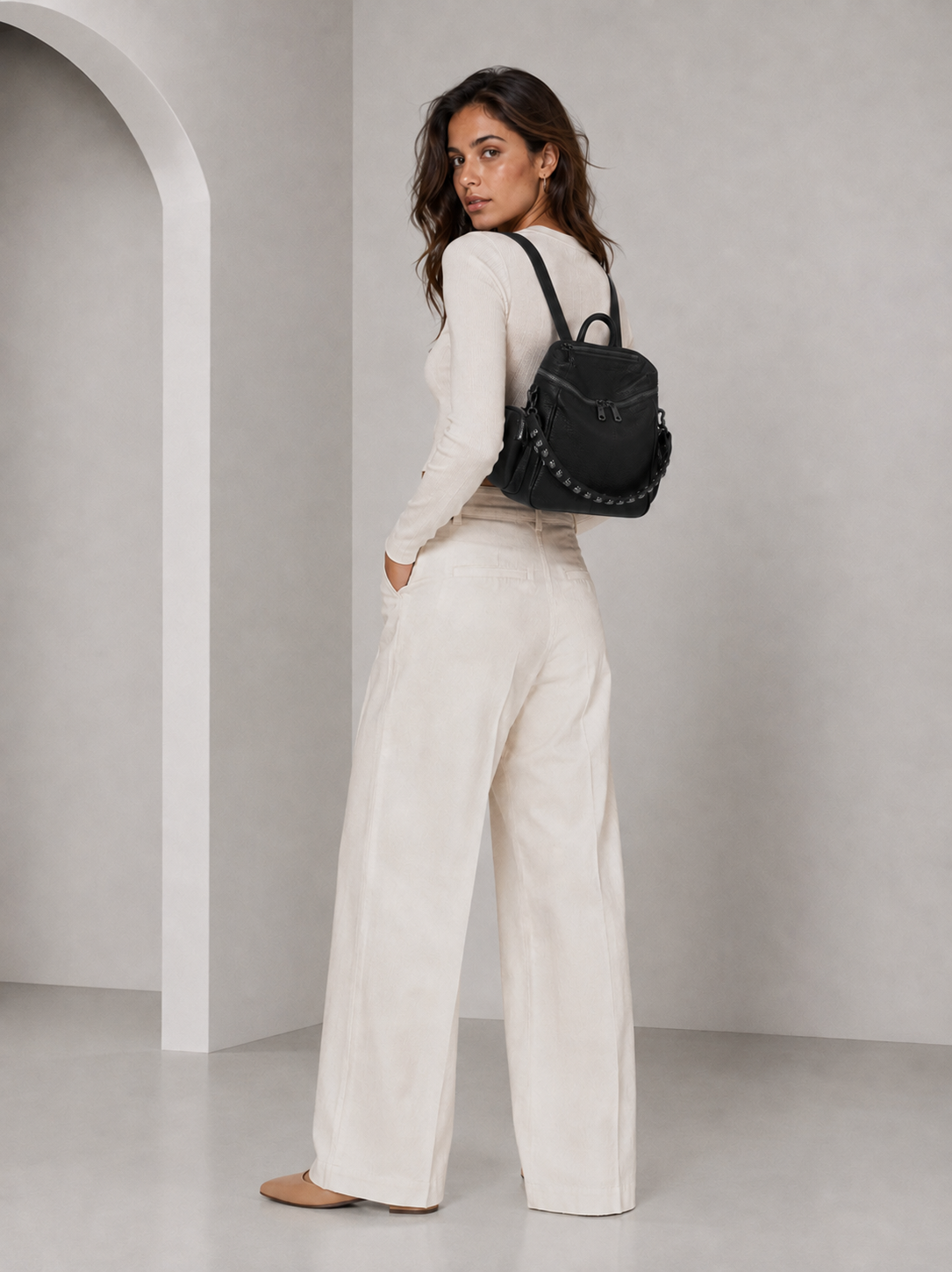 Zaino Saray Mini Nero Pelle Martellata Dark