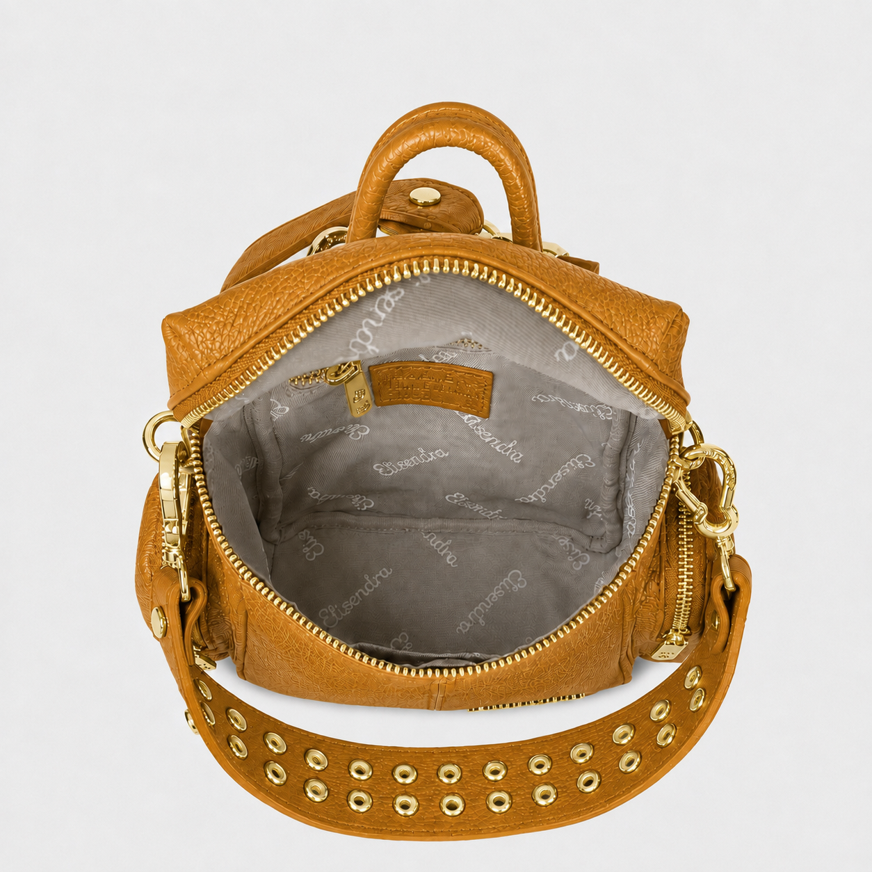 Zaino Saray Mini Curry Pelle Martellata Oro