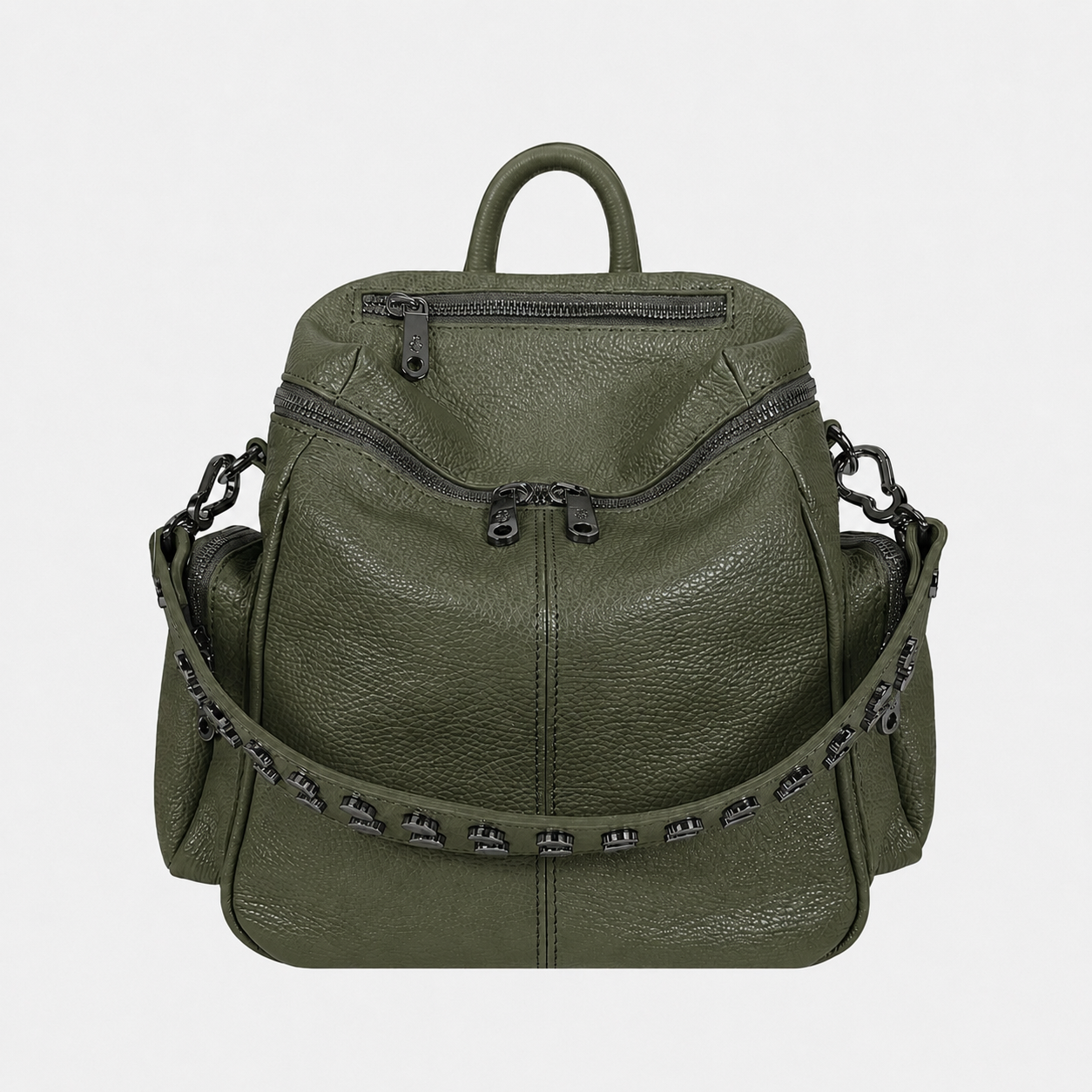 Zaino Saray Mini Oliva Pelle Martellata Dark