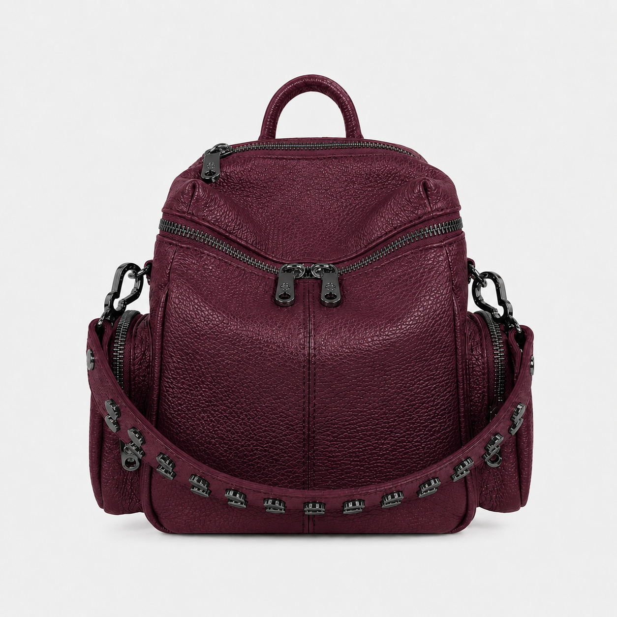 Zaino Saray Mini Amarena Pelle Martellata Dark