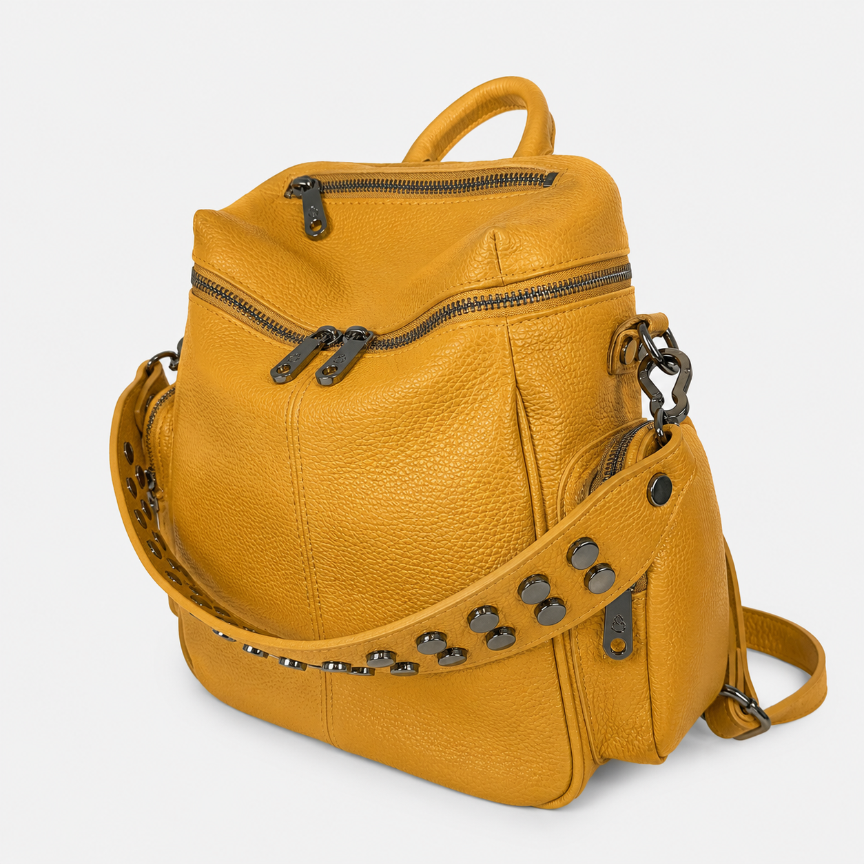 Zaino Saray Midi Curry Pelle Martellata Dark