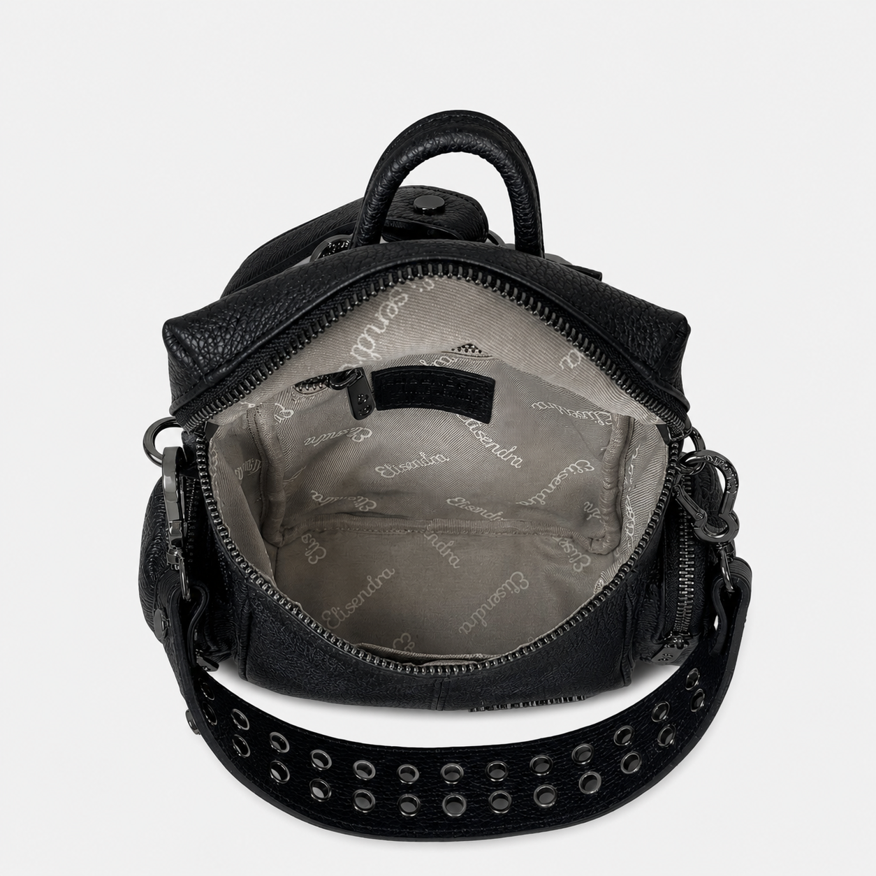 Zaino Saray Mini Nero Pelle Martellata Dark