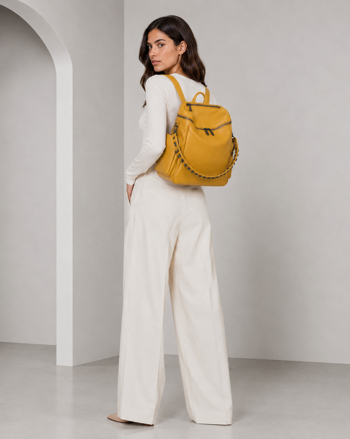 Zaino Saray Curry Pelle Martellata Dark