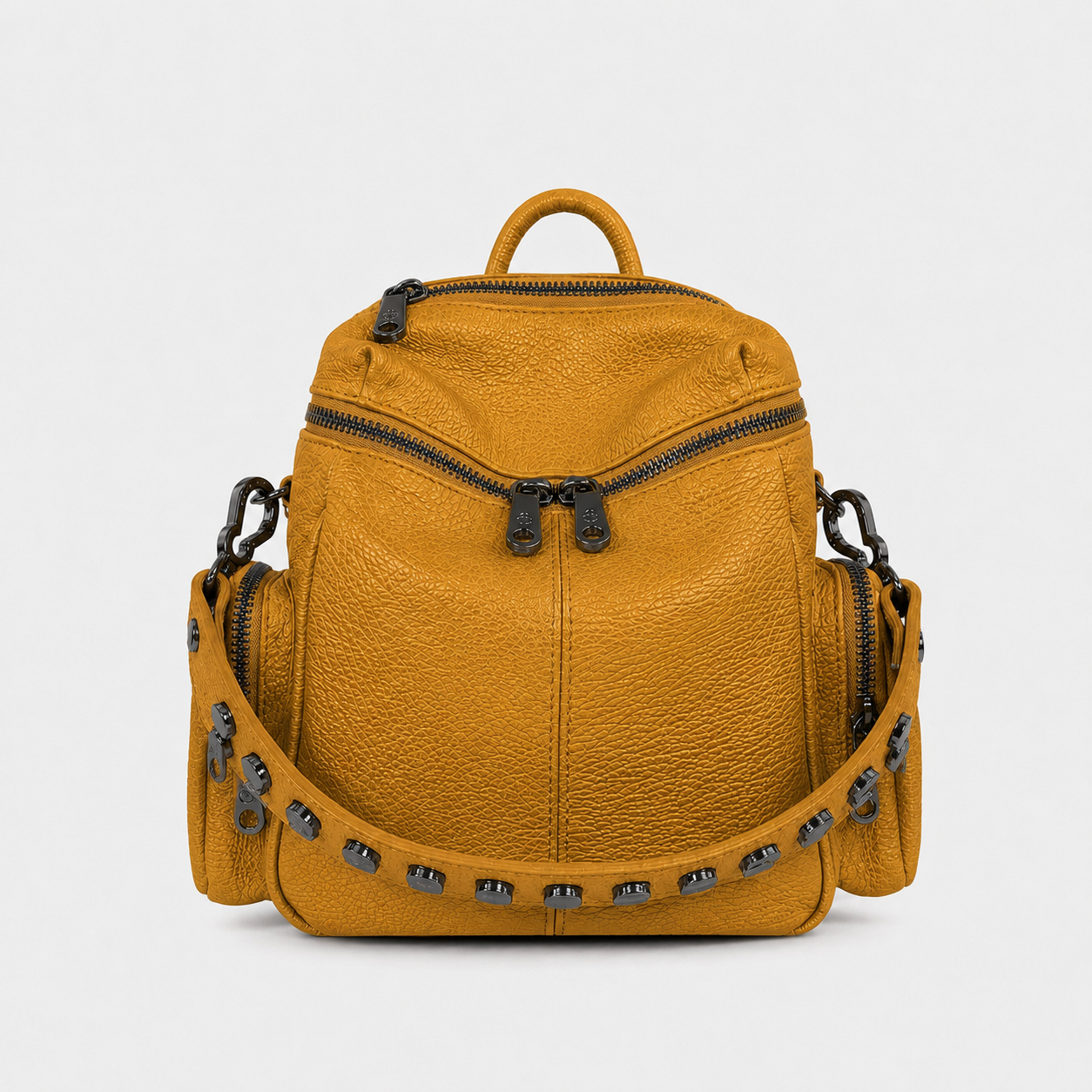 Zaino Saray Mini Curry Pelle Martellata Dark